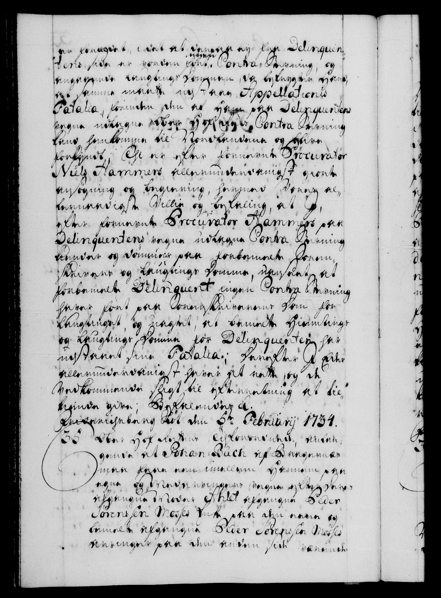 Danske Kanselli 1572-1799, AV/RA-EA-3023/F/Fc/Fca/Fcab/L0026: Norske tegnelser, 1734-1735, p. 33b