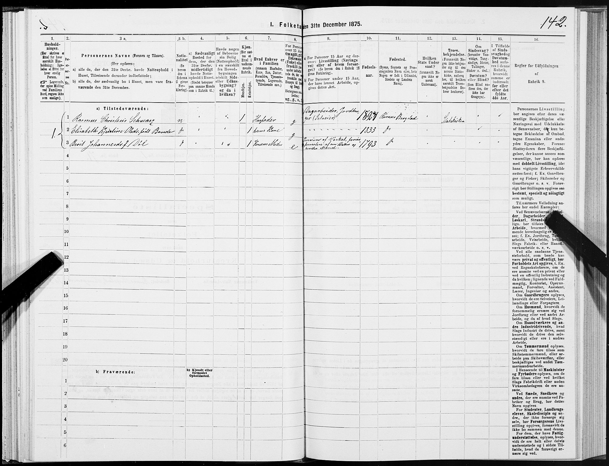 SAT, 1875 census for 1640P Røros, 1875, p. 1142