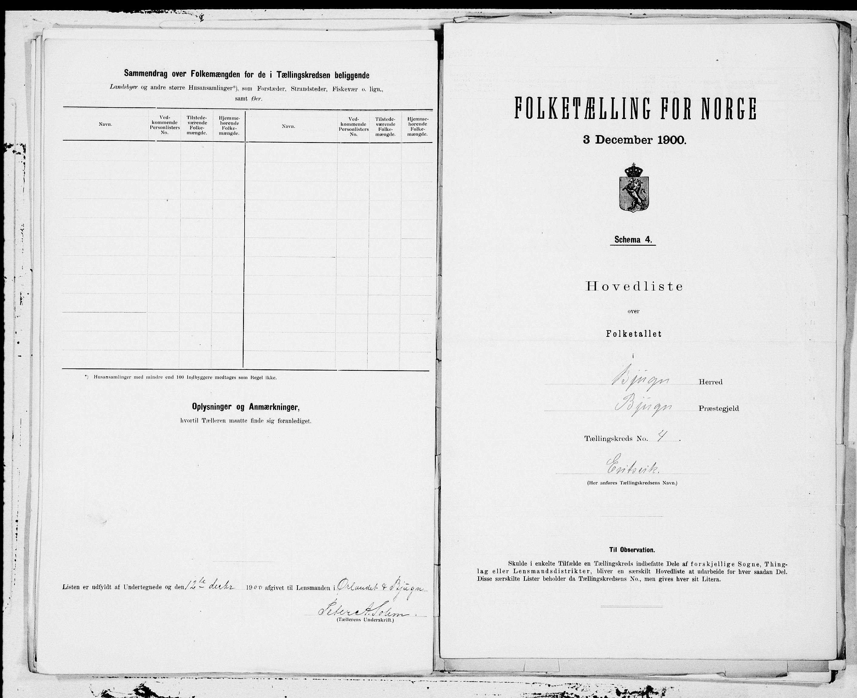 SAT, 1900 census for Bjugn, 1900, p. 8