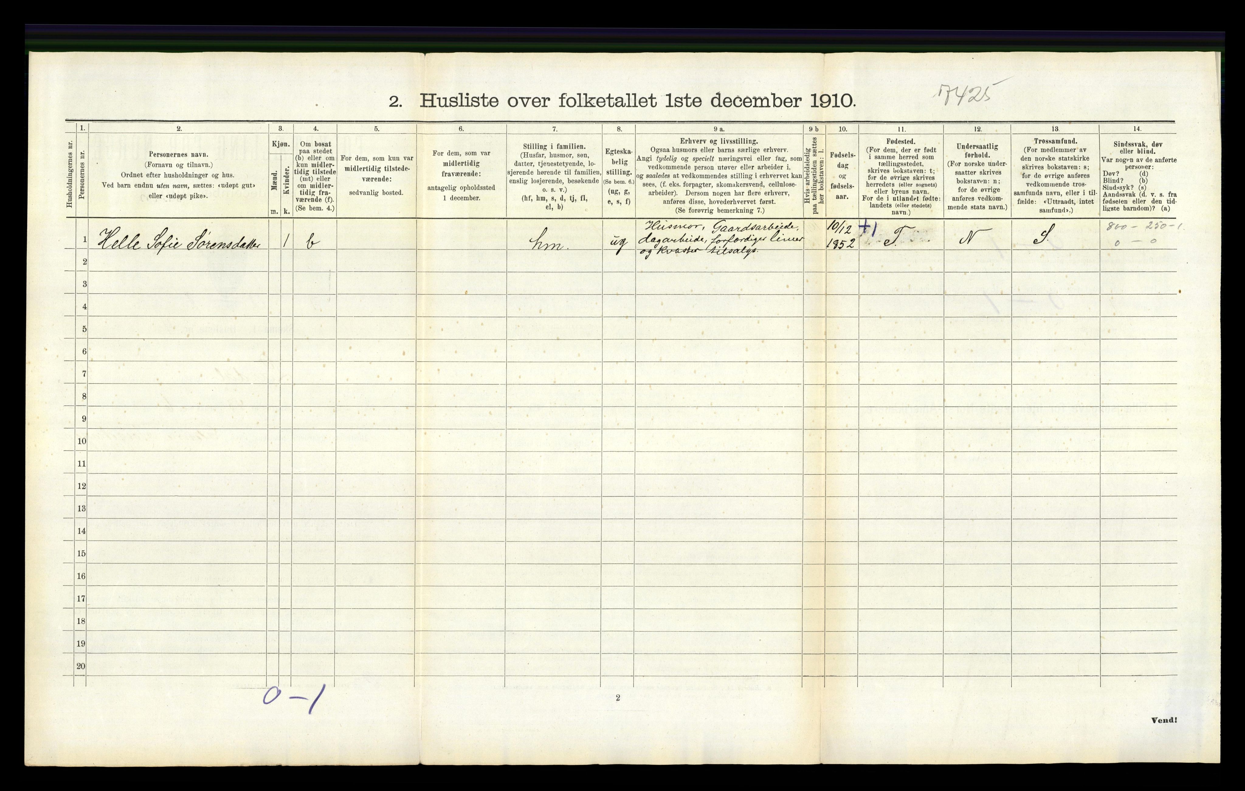 RA, 1910 census for Lardal, 1910, p. 543