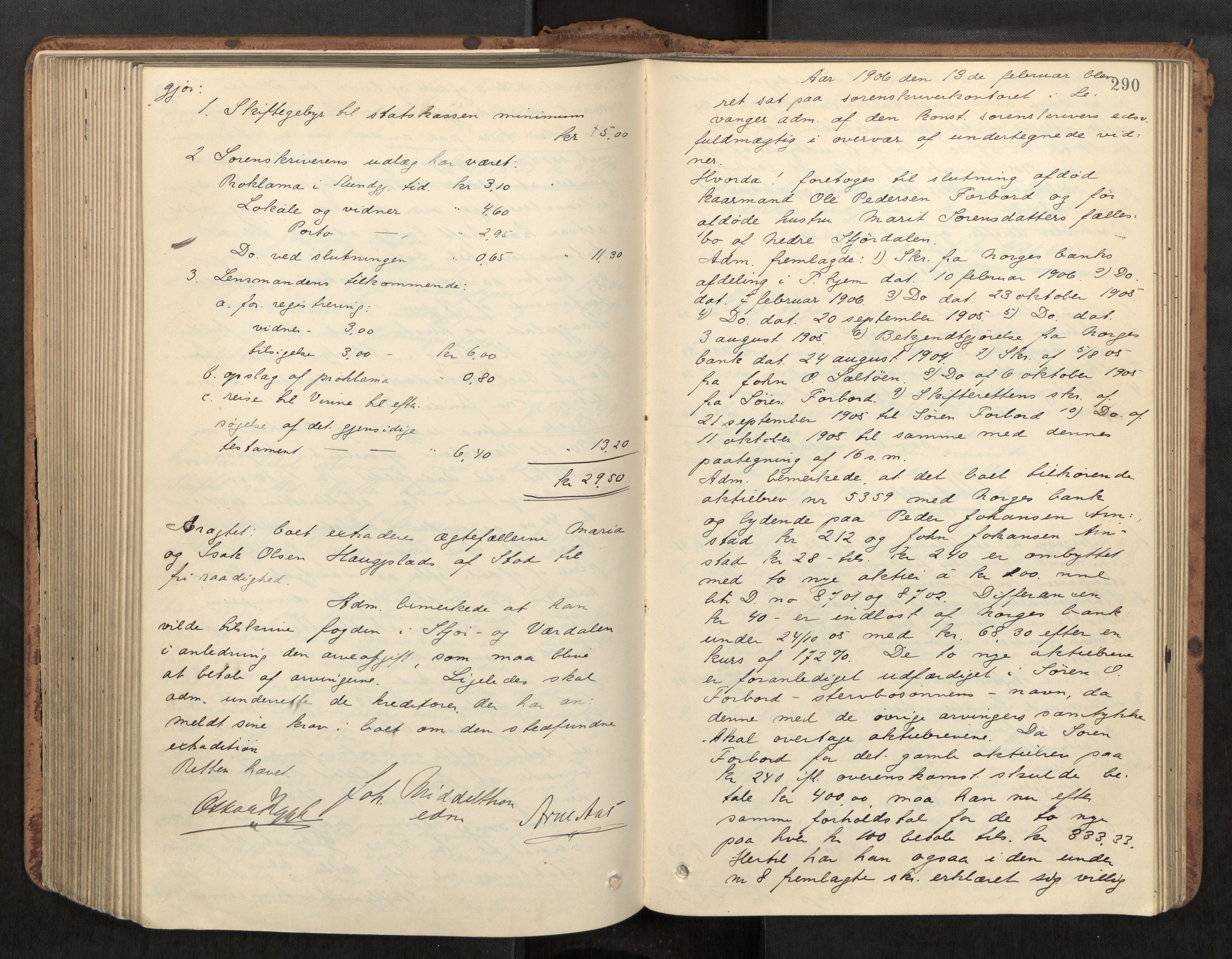Stjør- og Verdal sorenskriveri, AV/SAT-A-4167/1/3/3A/L0048: Skifteslutningsprotokoll, 1901-1907, p. 290