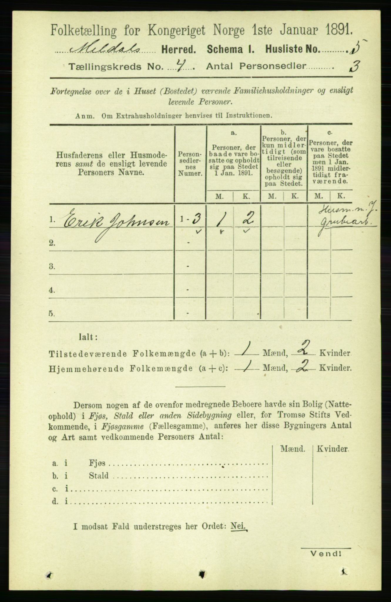 RA, 1891 census for 1636 Meldal, 1891, p. 2005