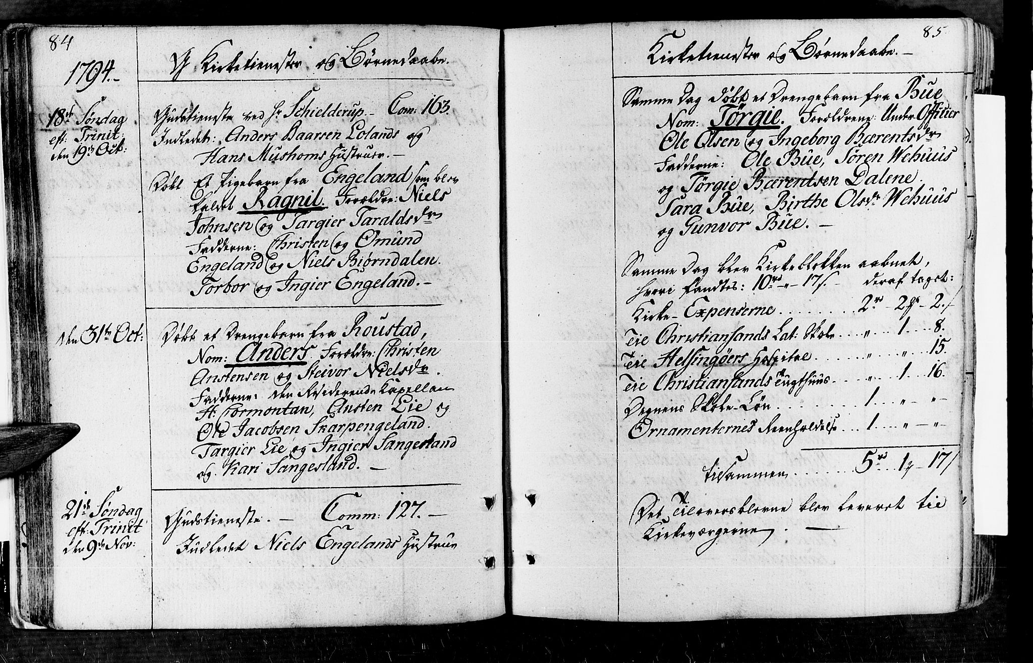 Vennesla sokneprestkontor, SAK/1111-0045/Fa/Fac/L0002: Parish register (official) no. A 2, 1785-1834, p. 84-85