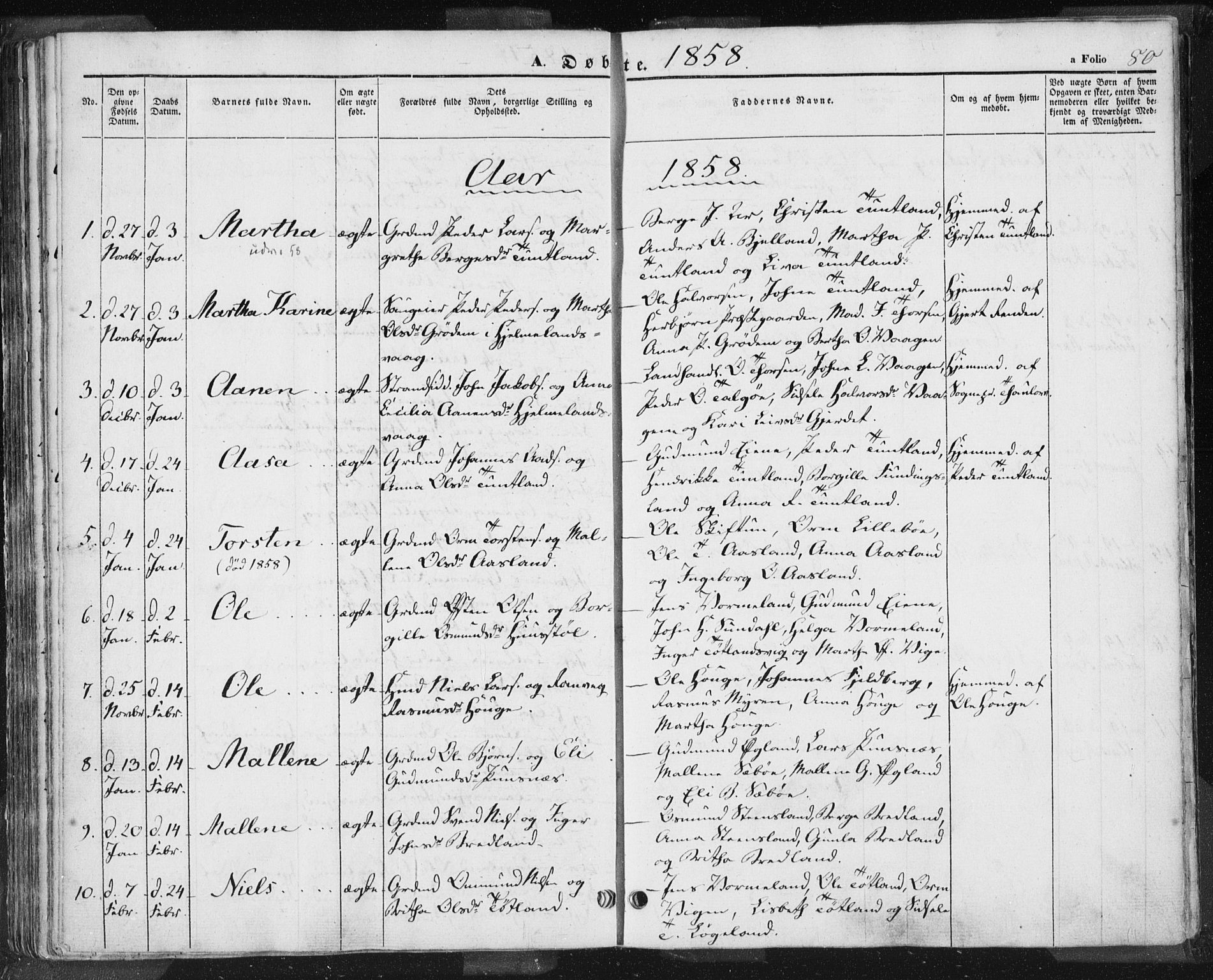 Hjelmeland sokneprestkontor, AV/SAST-A-101843/01/IV/L0009: Parish register (official) no. A 9, 1846-1860, p. 80