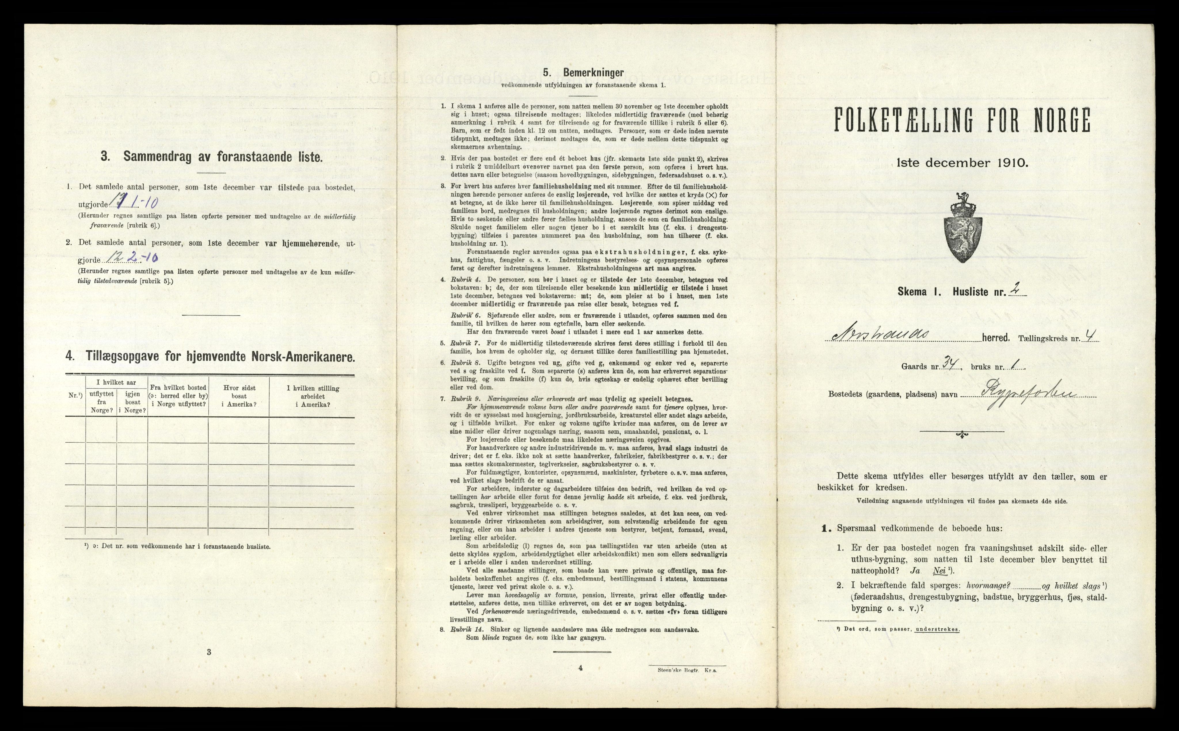 RA, 1910 census for Nedstrand, 1910, p. 237