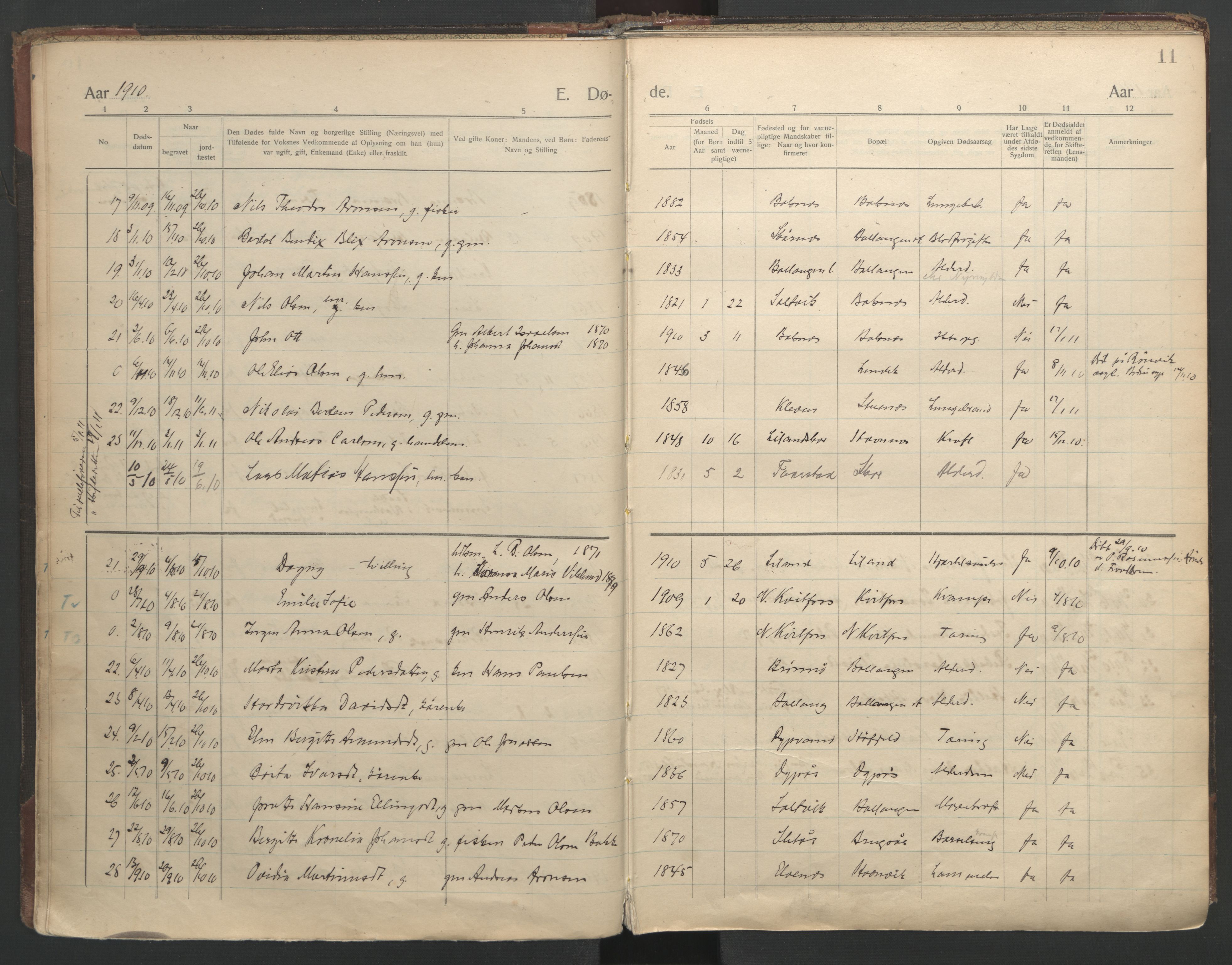 Ministerialprotokoller, klokkerbøker og fødselsregistre - Nordland, AV/SAT-A-1459/863/L0903: Parish register (official) no. 863A15, 1907-1937, p. 11