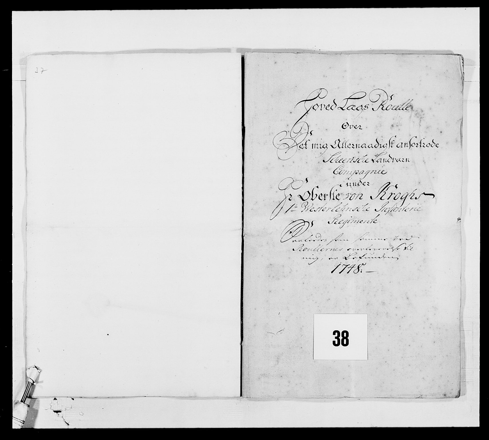 Kommanderende general (KG I) med Det norske krigsdirektorium, AV/RA-EA-5419/E/Ea/L0522: 1. Vesterlenske regiment, 1718-1748, p. 368
