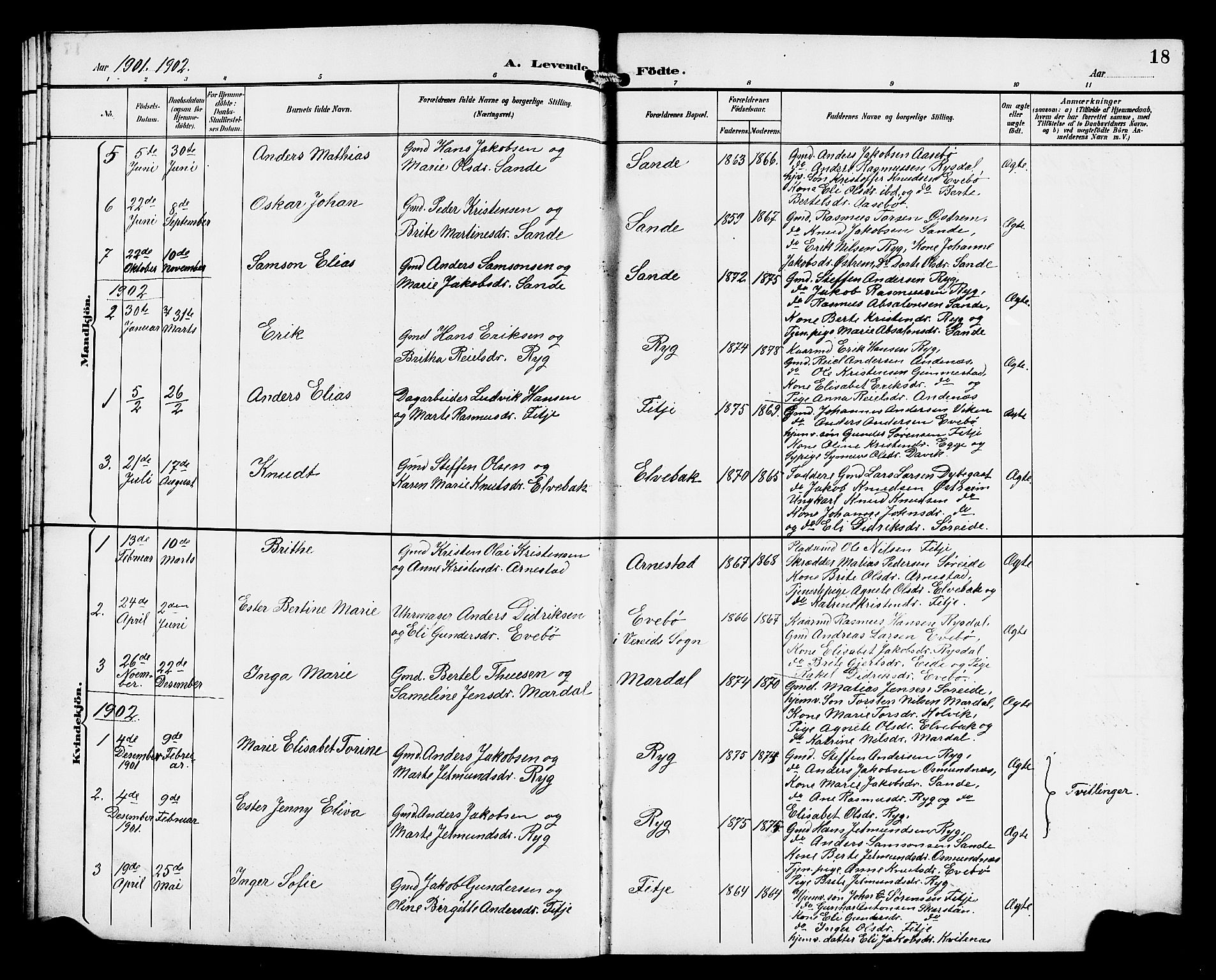 Gloppen sokneprestembete, AV/SAB-A-80101/H/Hab/Habd/L0001: Parish register (copy) no. D 1, 1892-1921, p. 18