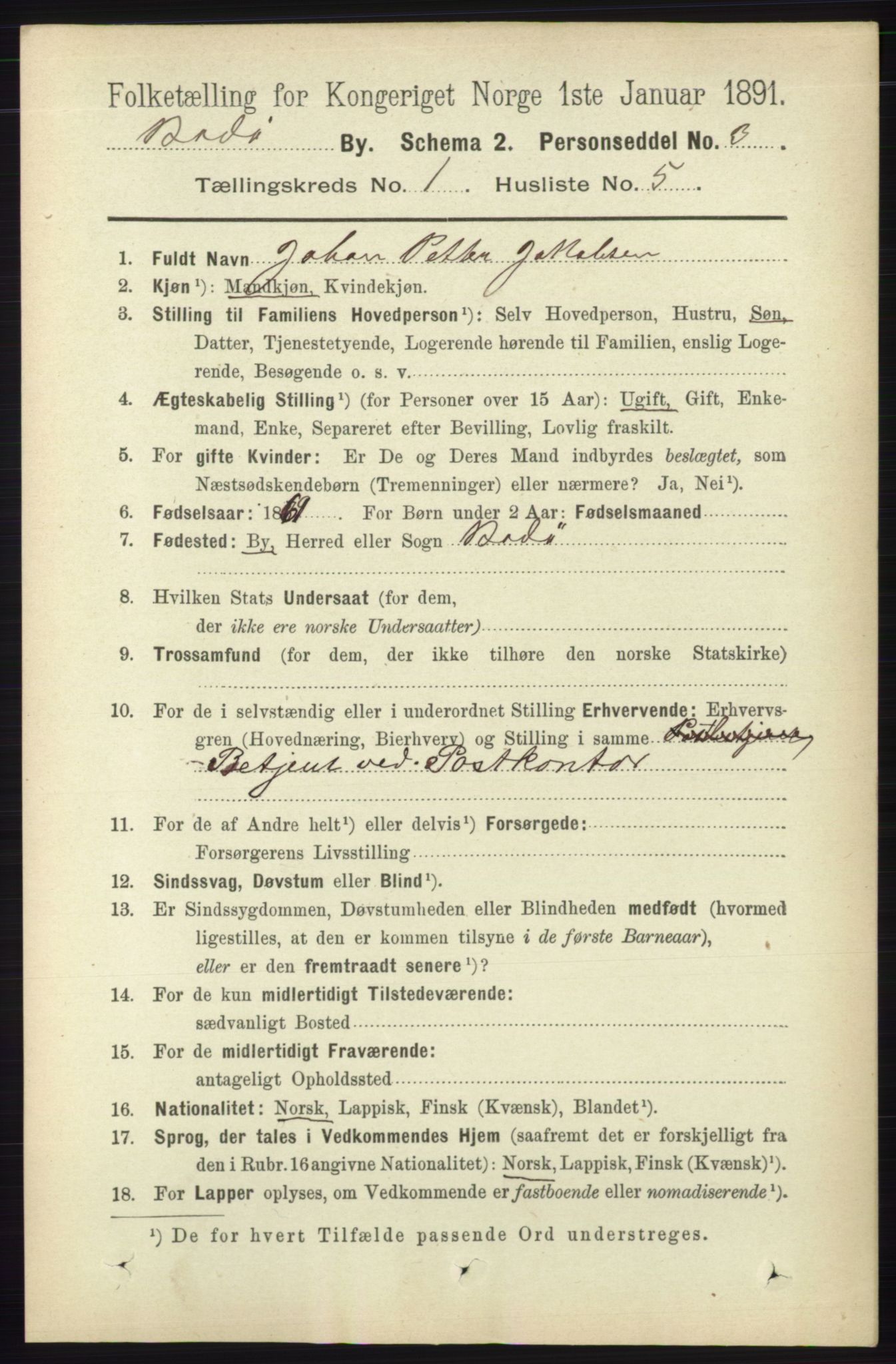 RA, 1891 census for 1804 Bodø, 1891, p. 152