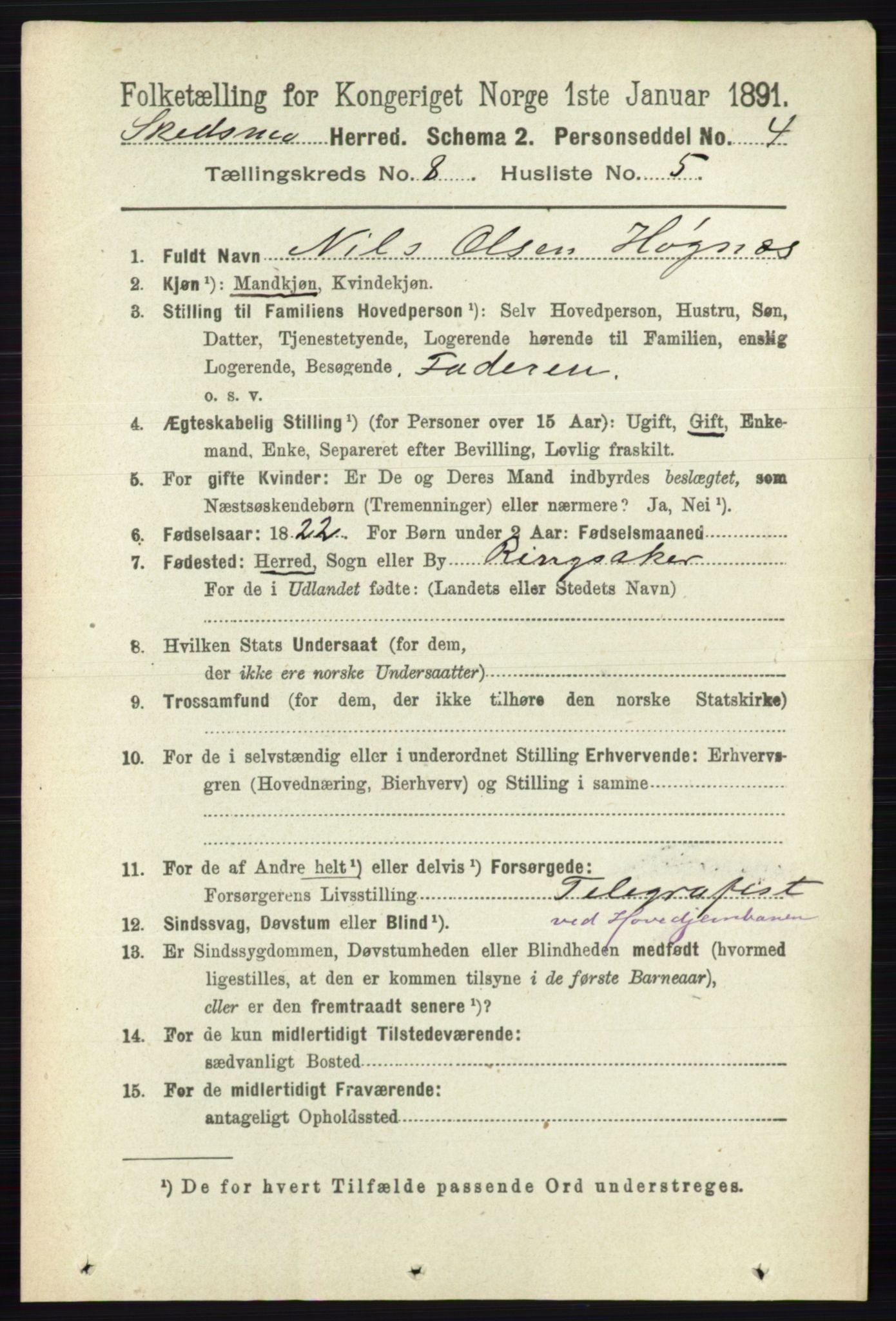 RA, 1891 census for 0231 Skedsmo, 1891, p. 4062