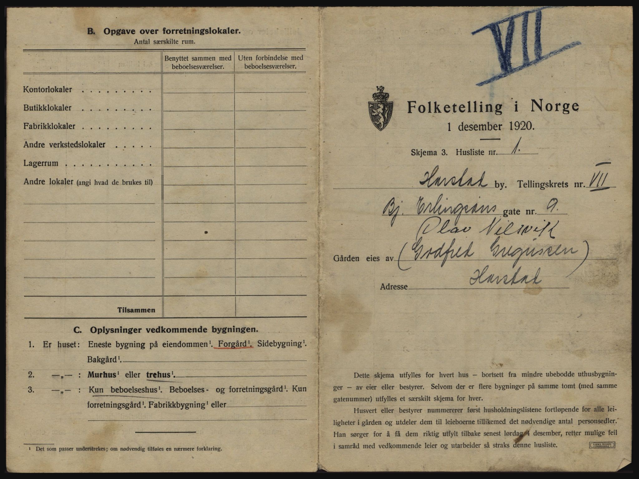 SATØ, 1920 census for Harstad, 1920, p. 693