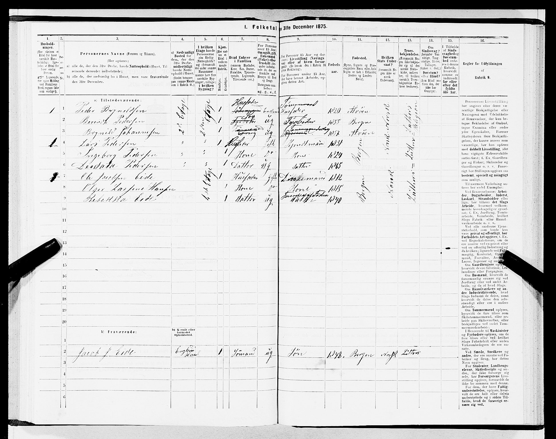 SAB, 1875 census for 1301 Bergen, 1875, p. 1010