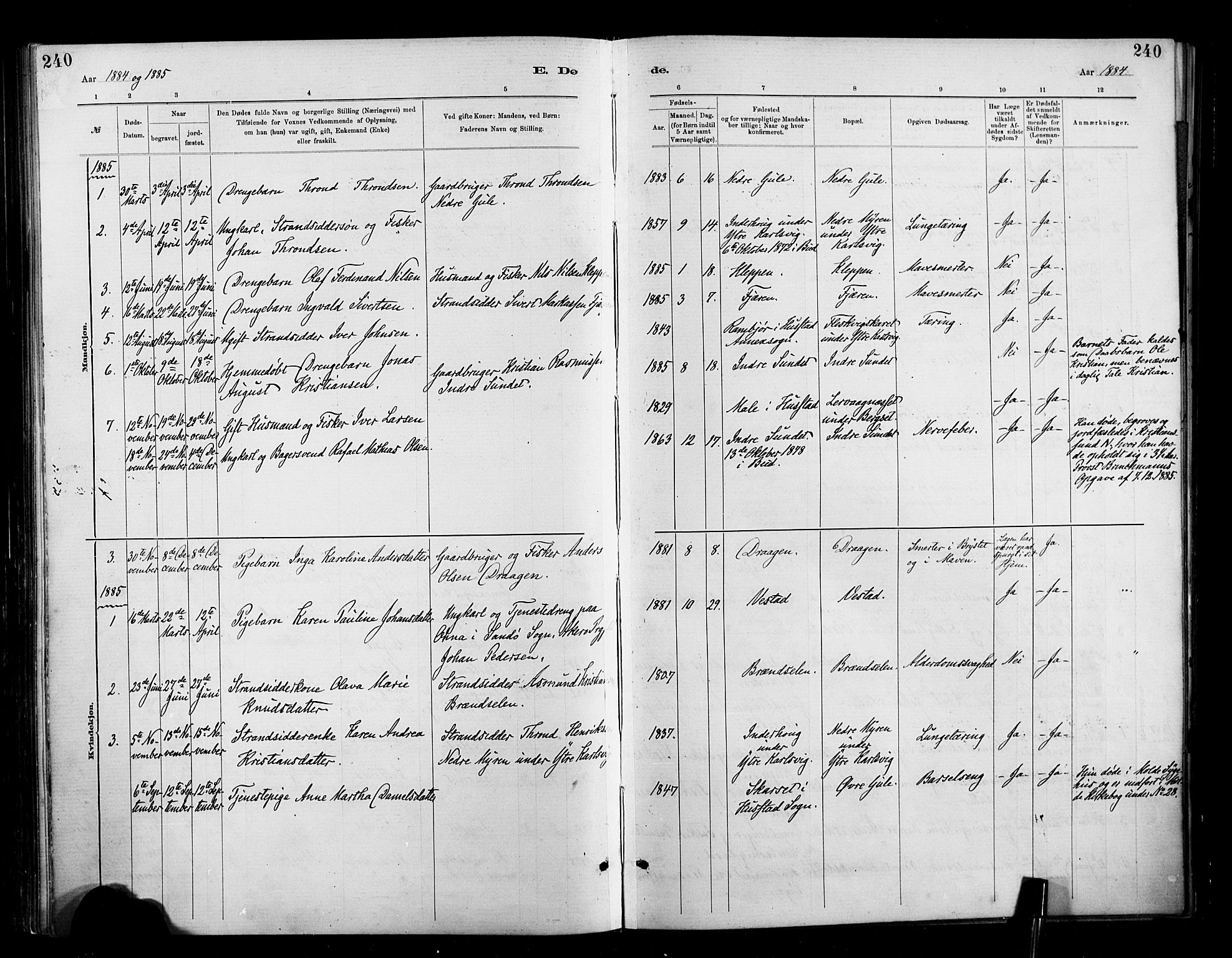 Ministerialprotokoller, klokkerbøker og fødselsregistre - Møre og Romsdal, SAT/A-1454/566/L0769: Parish register (official) no. 566A08, 1881-1903, p. 240