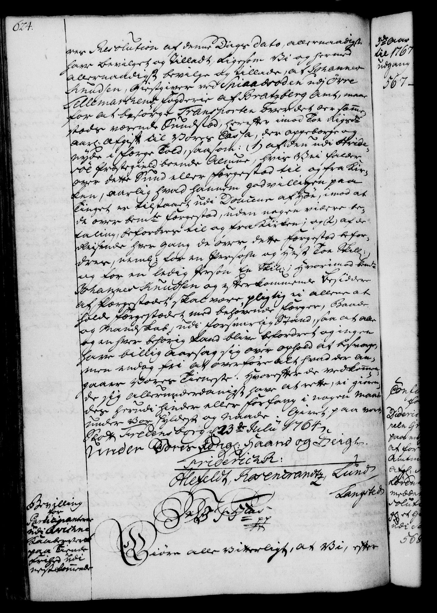 Rentekammeret, Kammerkanselliet, AV/RA-EA-3111/G/Gg/Gga/L0007: Norsk ekspedisjonsprotokoll med register (merket RK 53.7), 1759-1768, p. 624