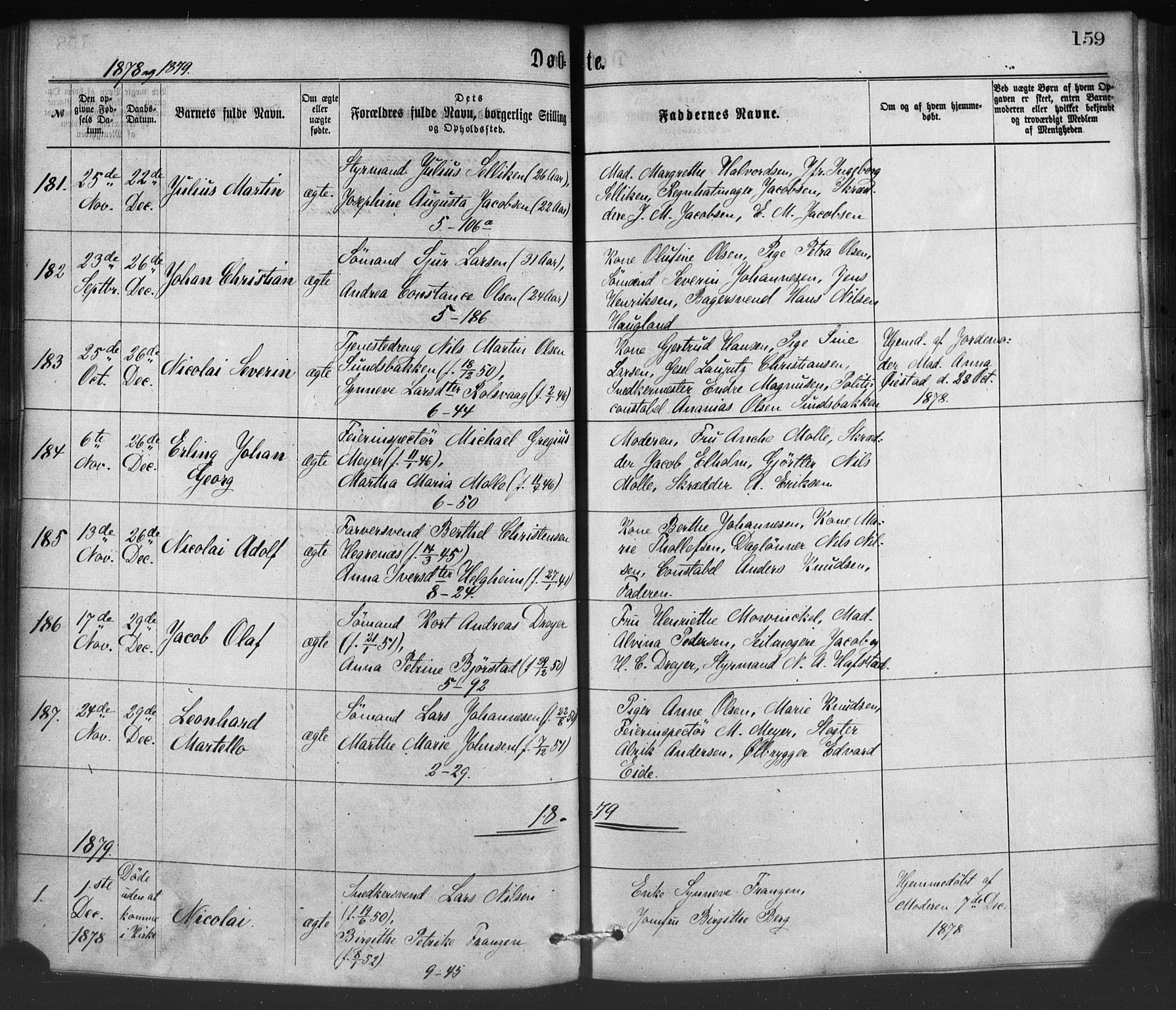 Nykirken Sokneprestembete, SAB/A-77101/H/Haa/L0016: Parish register (official) no. B 3, 1870-1884, p. 159