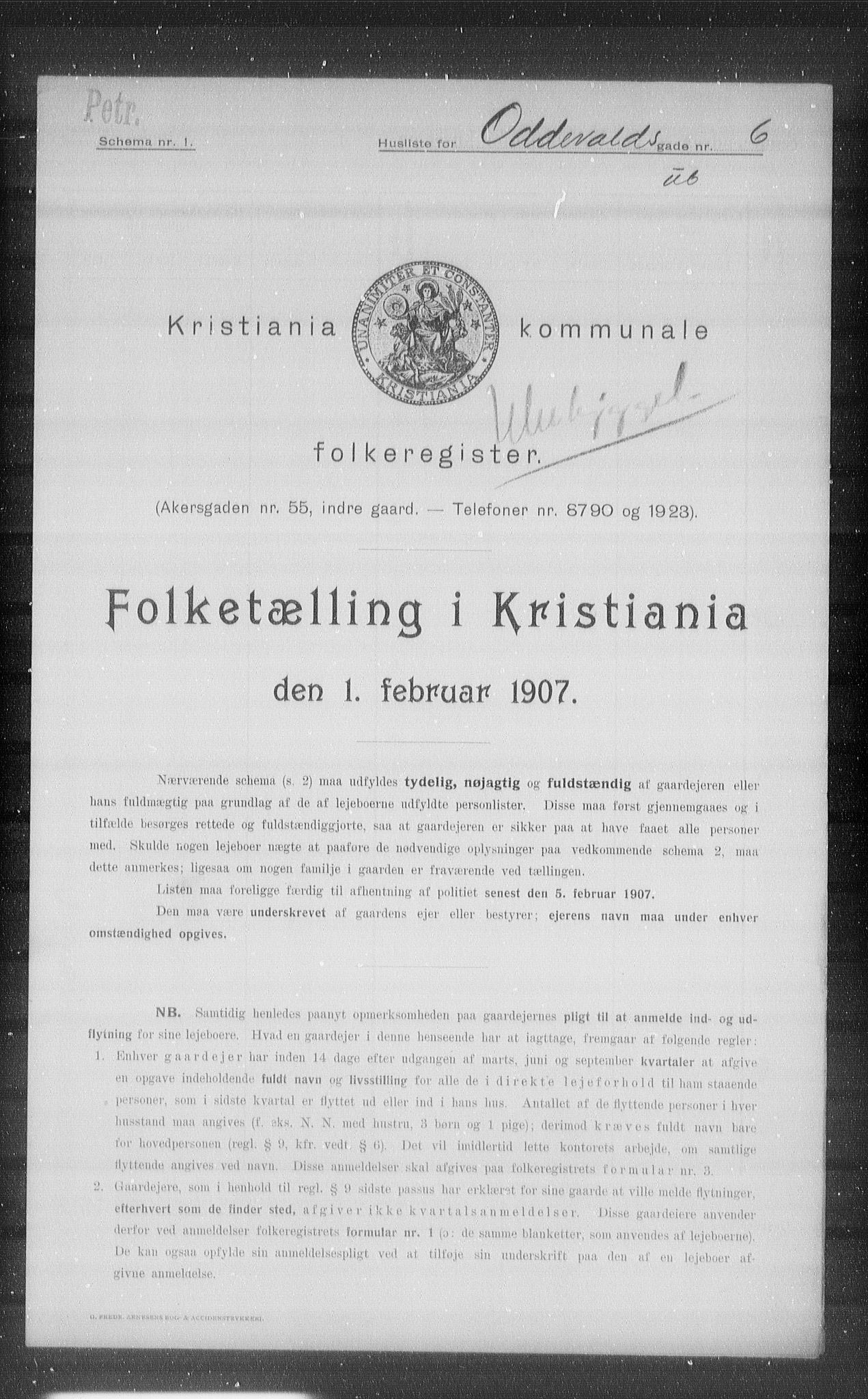 OBA, Municipal Census 1907 for Kristiania, 1907, p. 38200