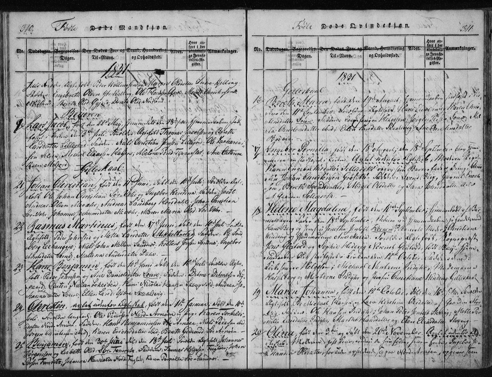 Ministerialprotokoller, klokkerbøker og fødselsregistre - Nordland, AV/SAT-A-1459/805/L0096: Parish register (official) no. 805A03, 1820-1837, p. 310-311