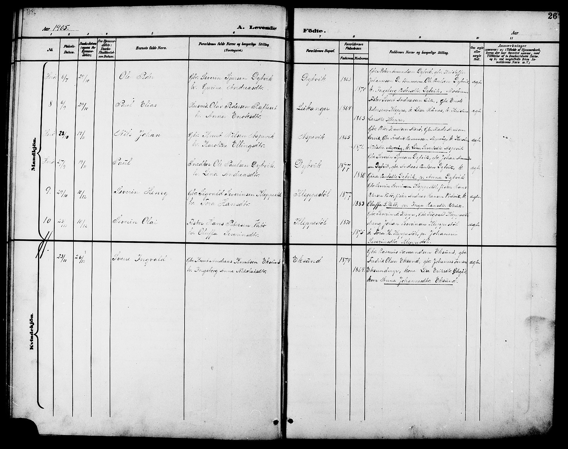 Ministerialprotokoller, klokkerbøker og fødselsregistre - Møre og Romsdal, AV/SAT-A-1454/508/L0098: Parish register (copy) no. 508C02, 1898-1916, p. 26