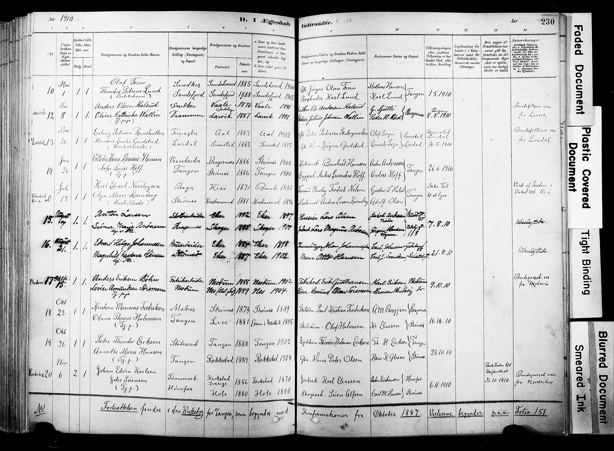 Strømsø kirkebøker, SAKO/A-246/F/Fb/L0006: Parish register (official) no. II 6, 1879-1910, p. 230