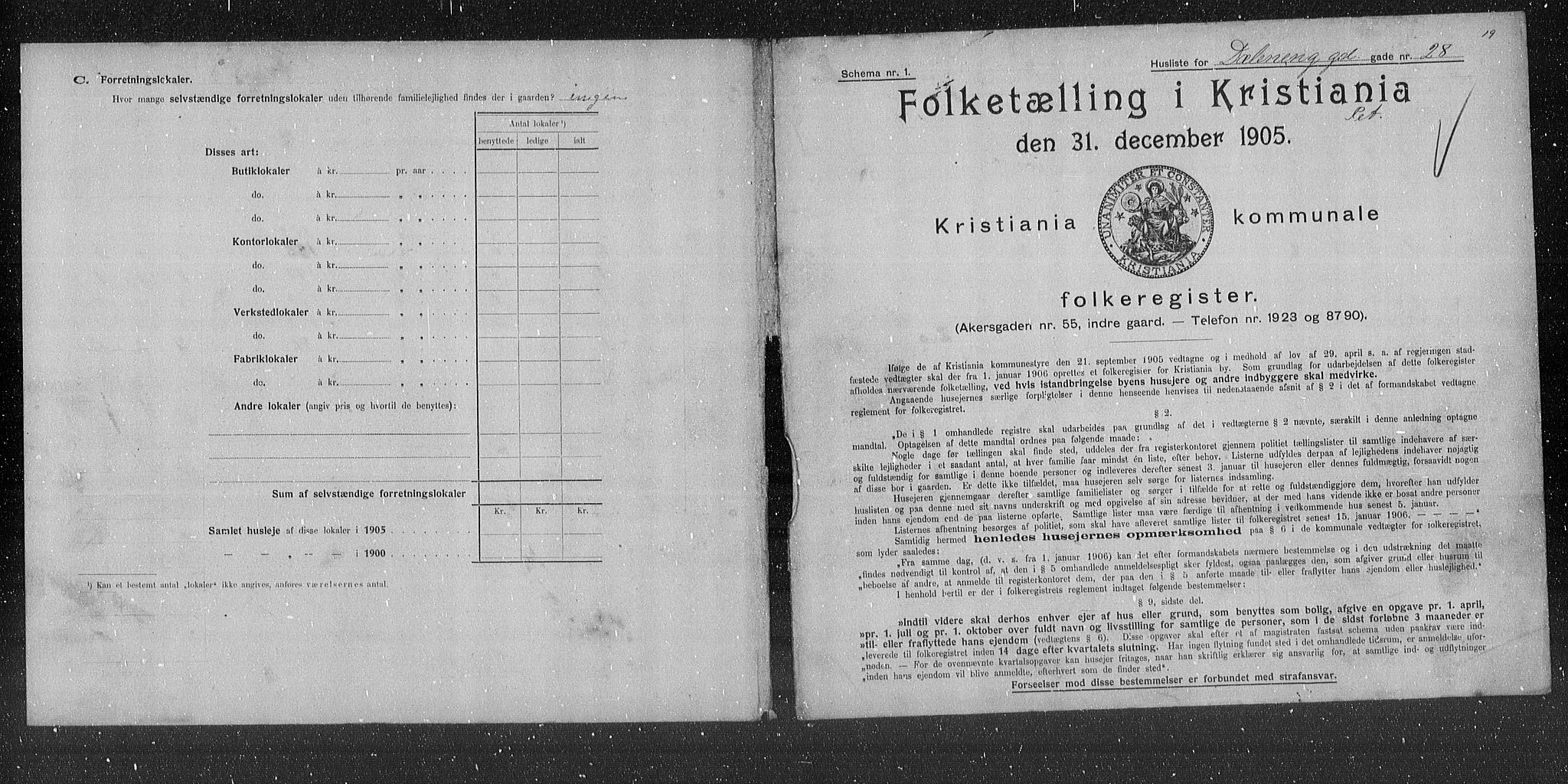 OBA, Municipal Census 1905 for Kristiania, 1905, p. 9173