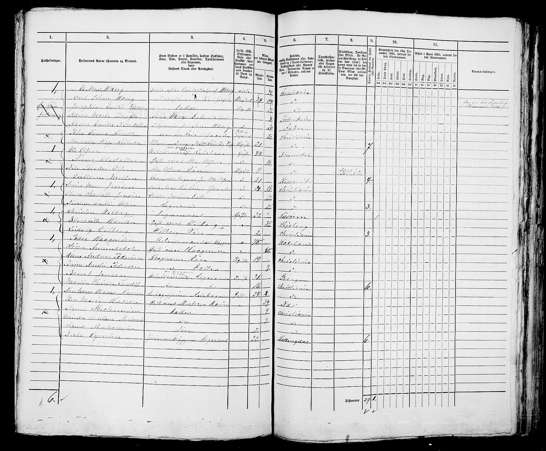 RA, 1865 census for Kristiania, 1865, p. 991