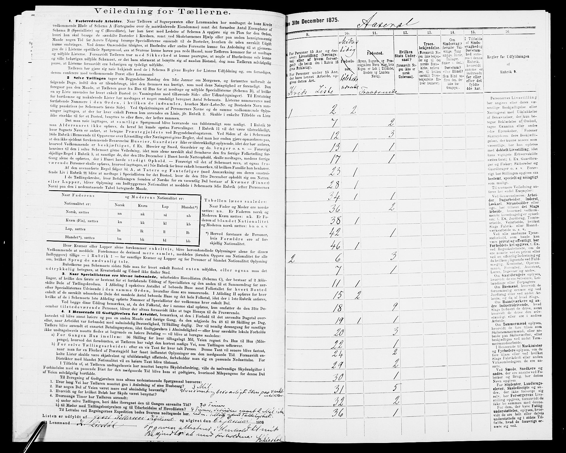 SAK, 1875 census for 0980P Åseral, 1875, p. 25