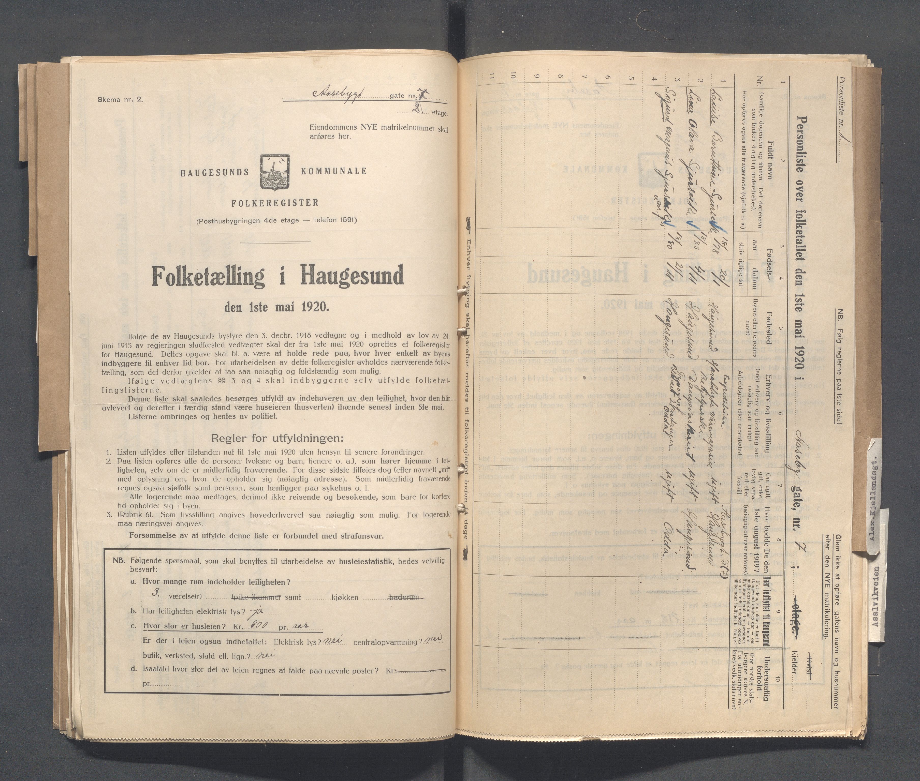 IKAR, Local census 1.5.1920 for Haugesund, 1920, p. 39