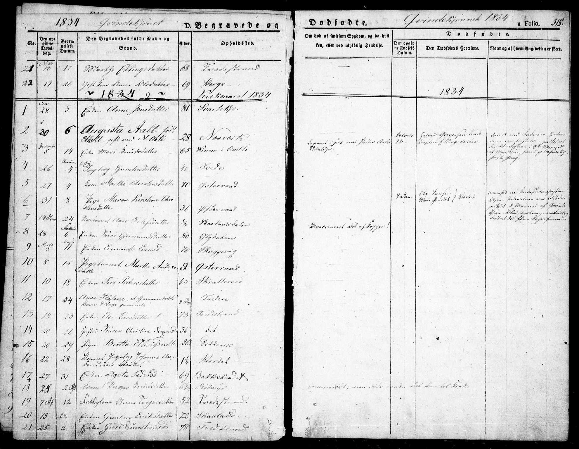 Holt sokneprestkontor, AV/SAK-1111-0021/F/Fa/L0006: Parish register (official) no. A 6, 1820-1835, p. 315