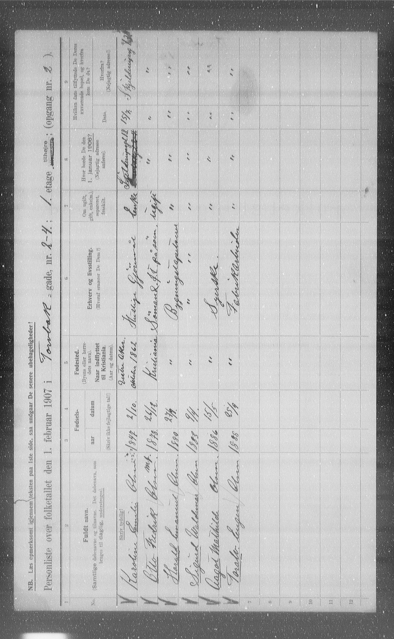 OBA, Municipal Census 1907 for Kristiania, 1907, p. 58471