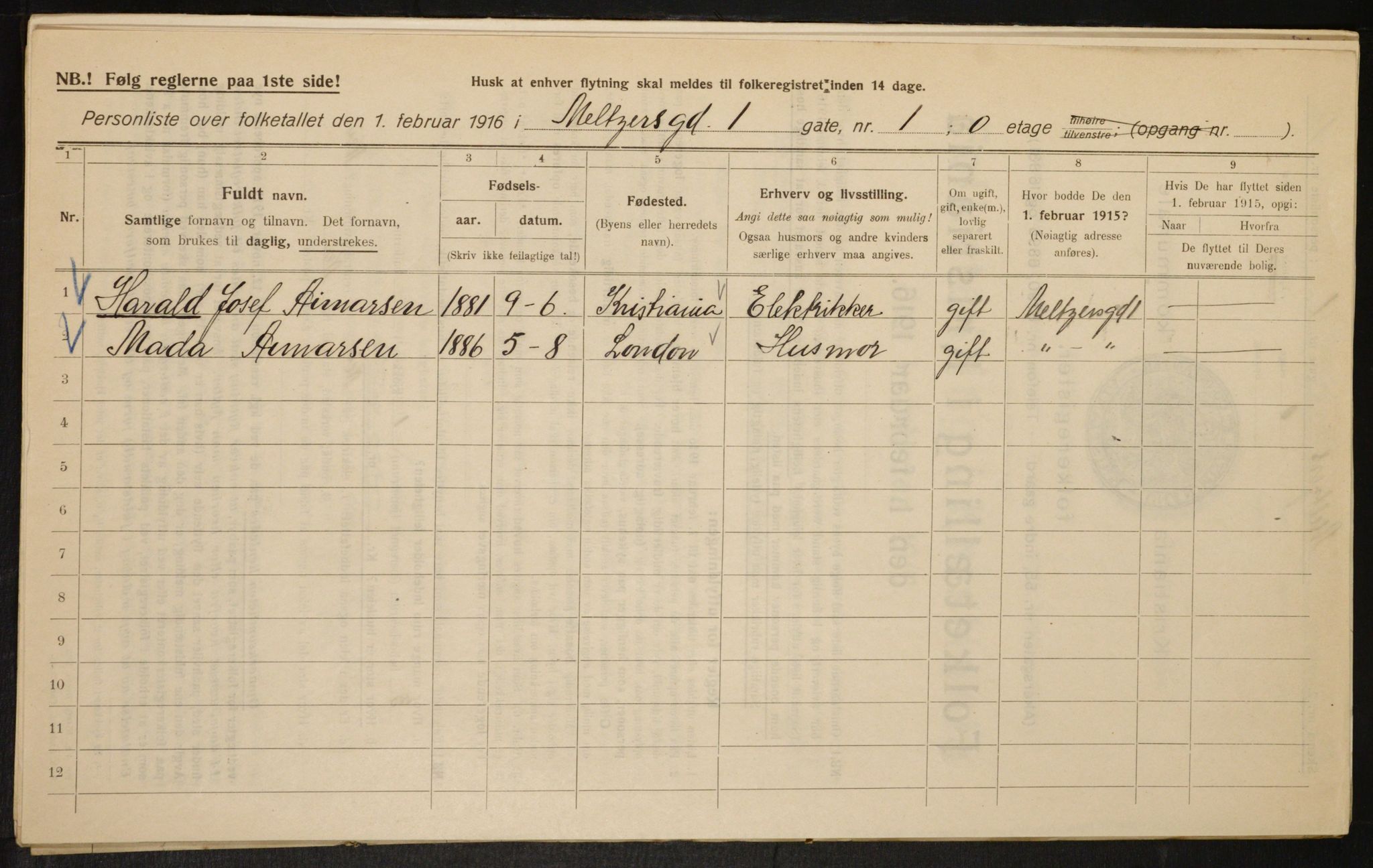 OBA, Municipal Census 1916 for Kristiania, 1916, p. 66786