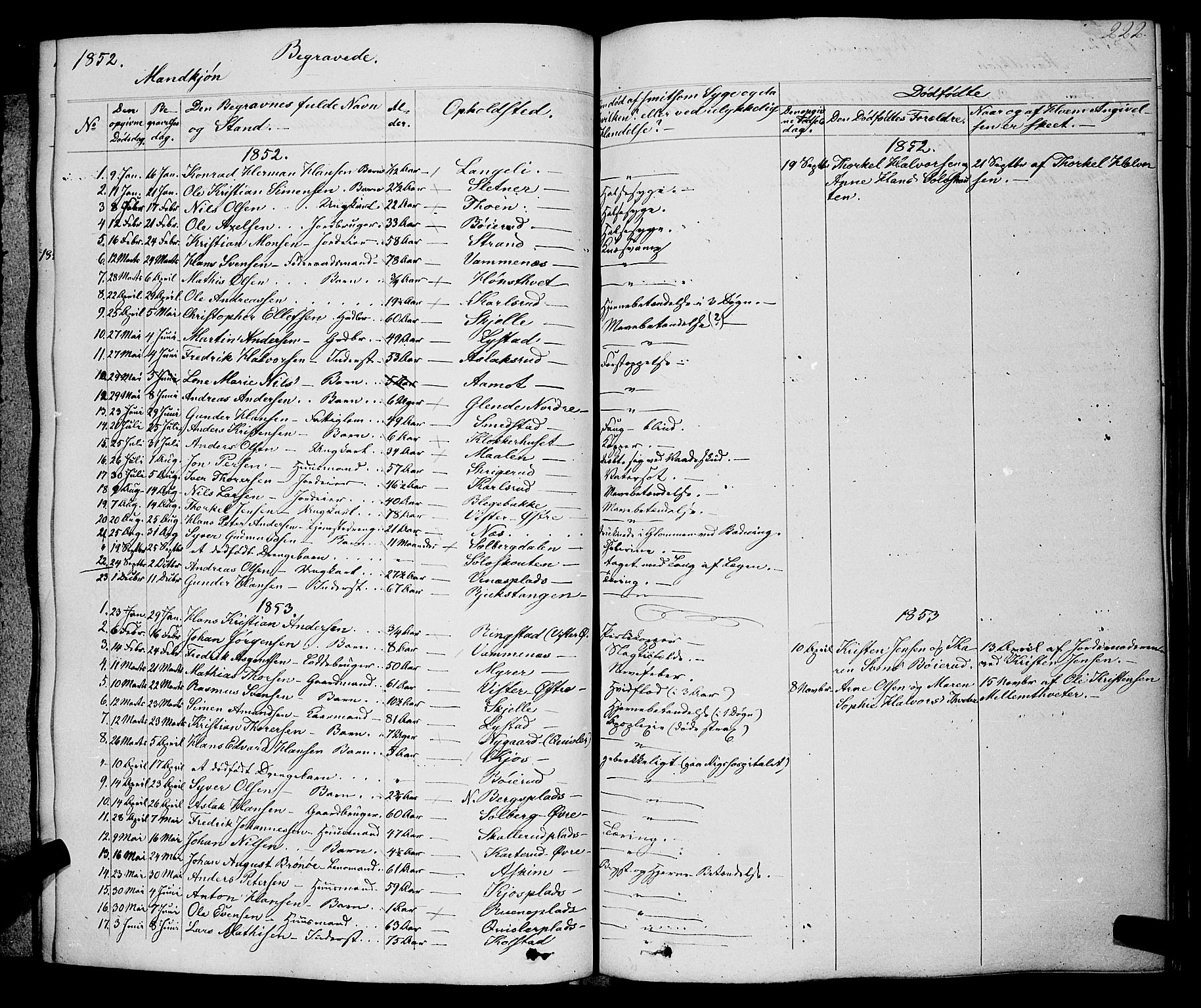 Skiptvet prestekontor Kirkebøker, AV/SAO-A-20009/F/Fa/L0006: Parish register (official) no. 6, 1839-1860, p. 222