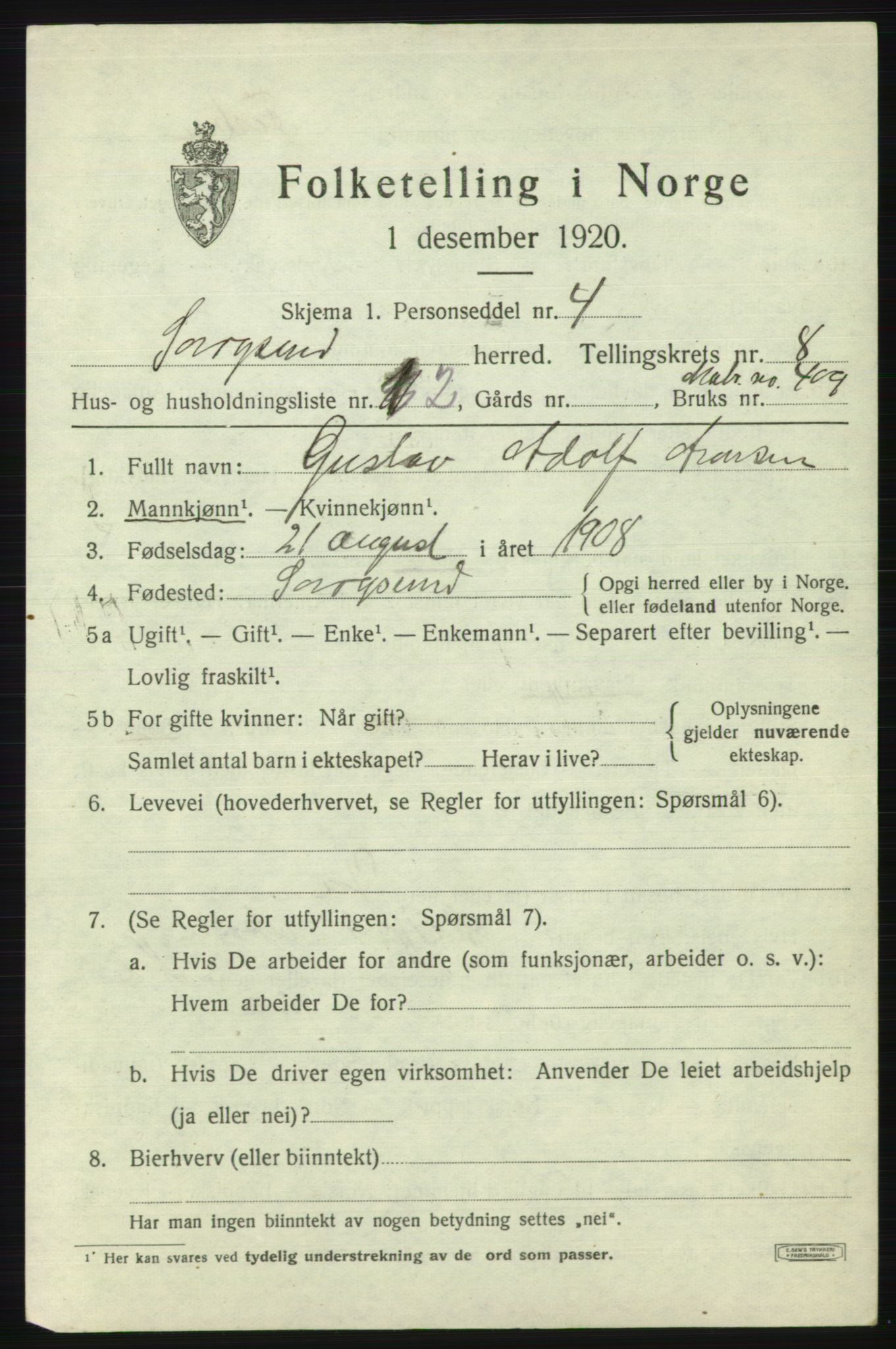 SATØ, 1920 census for Sørøysund rural district, 1920, p. 3264