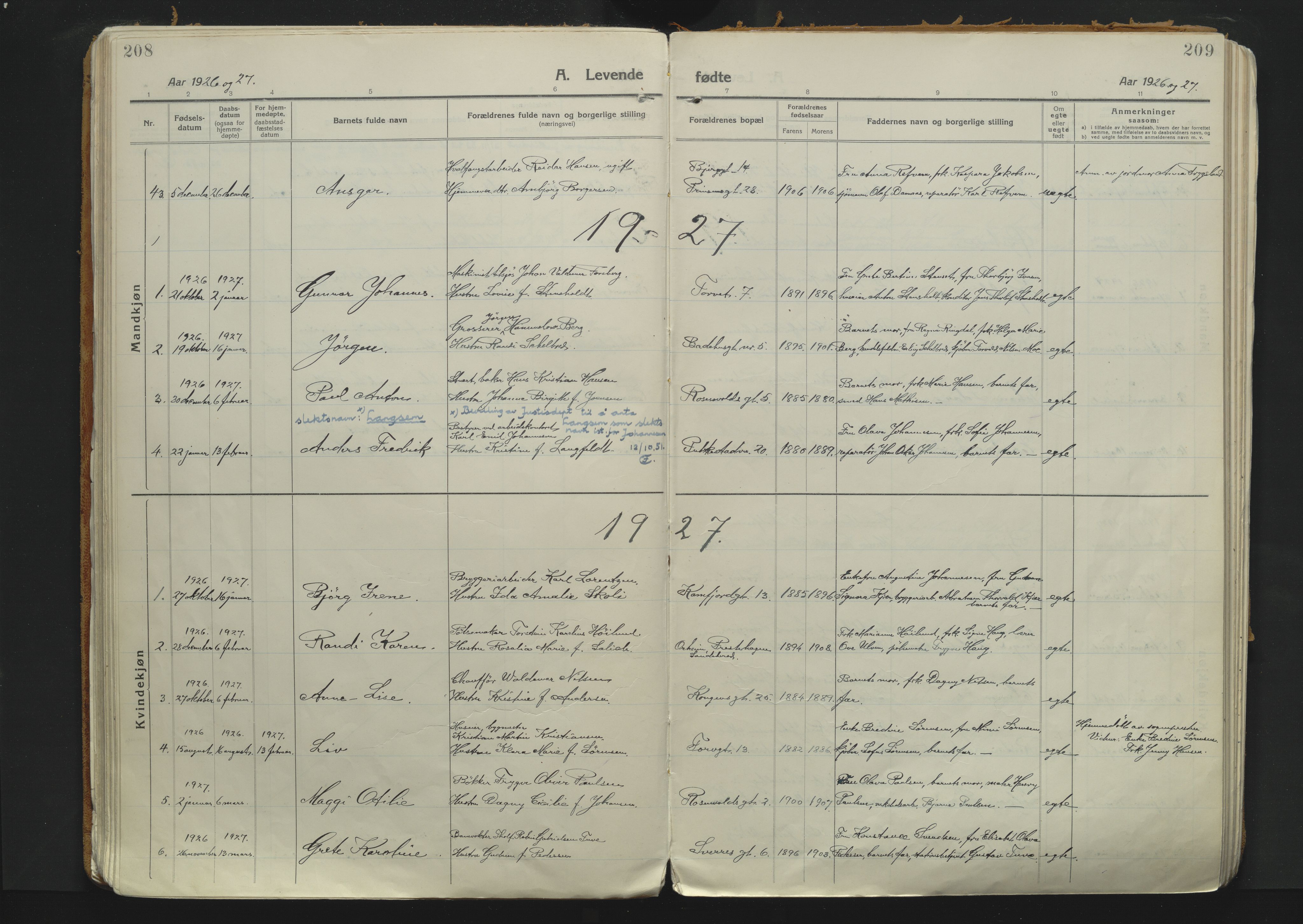 Sandefjord kirkebøker, AV/SAKO-A-315/F/Fa/L0007: Parish register (official) no. 7, 1916-1930, p. 208-209