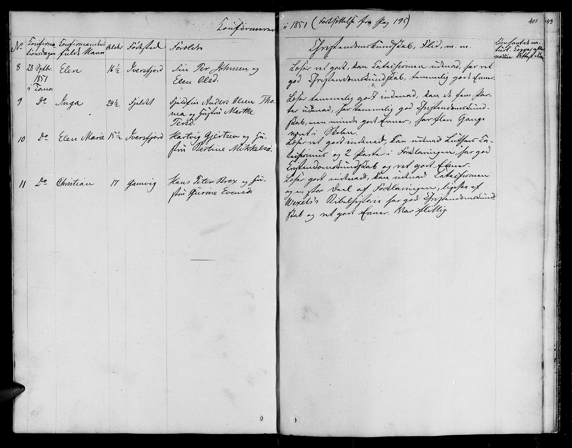 Lebesby sokneprestkontor, AV/SATØ-S-1353/H/Ha/L0003kirke: Parish register (official) no. 3, 1833-1852, p. 401