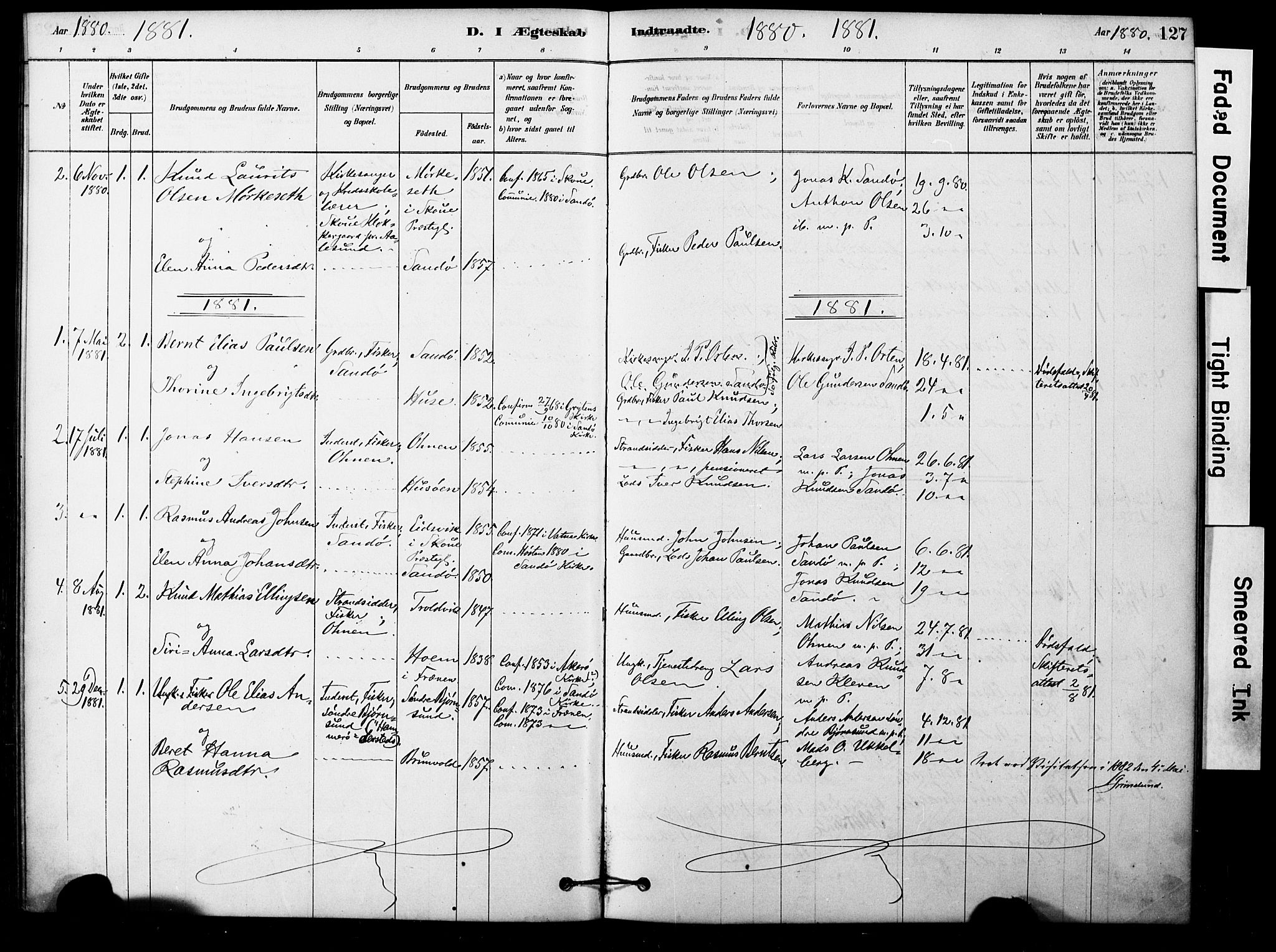 Ministerialprotokoller, klokkerbøker og fødselsregistre - Møre og Romsdal, AV/SAT-A-1454/561/L0729: Parish register (official) no. 561A03, 1878-1900, p. 127