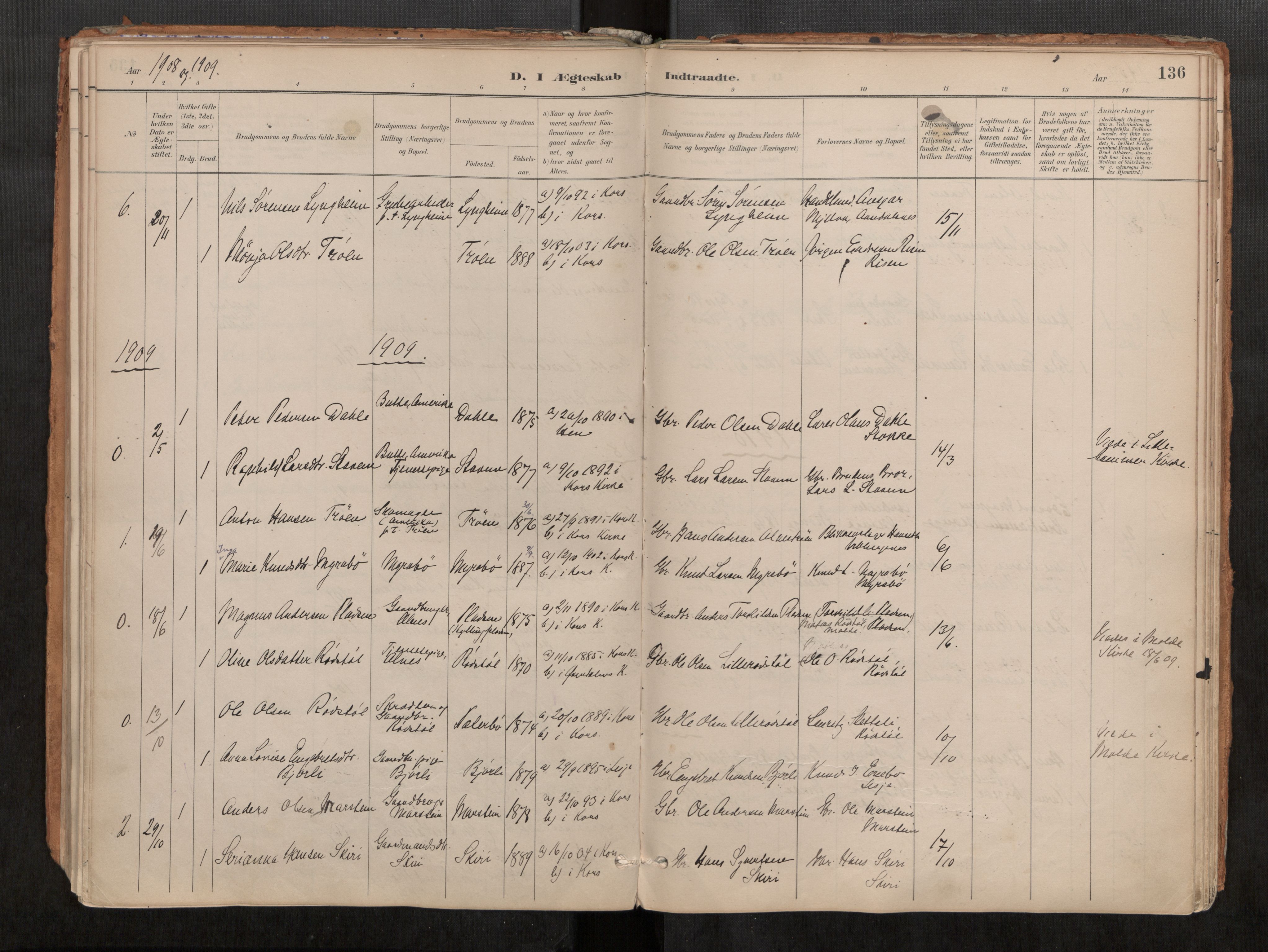 Ministerialprotokoller, klokkerbøker og fødselsregistre - Møre og Romsdal, AV/SAT-A-1454/546/L0599: Parish register (official) no. 546A03, 1882-1920, p. 136