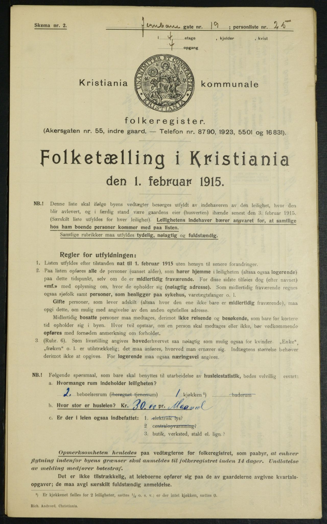 OBA, Municipal Census 1915 for Kristiania, 1915, p. 46363