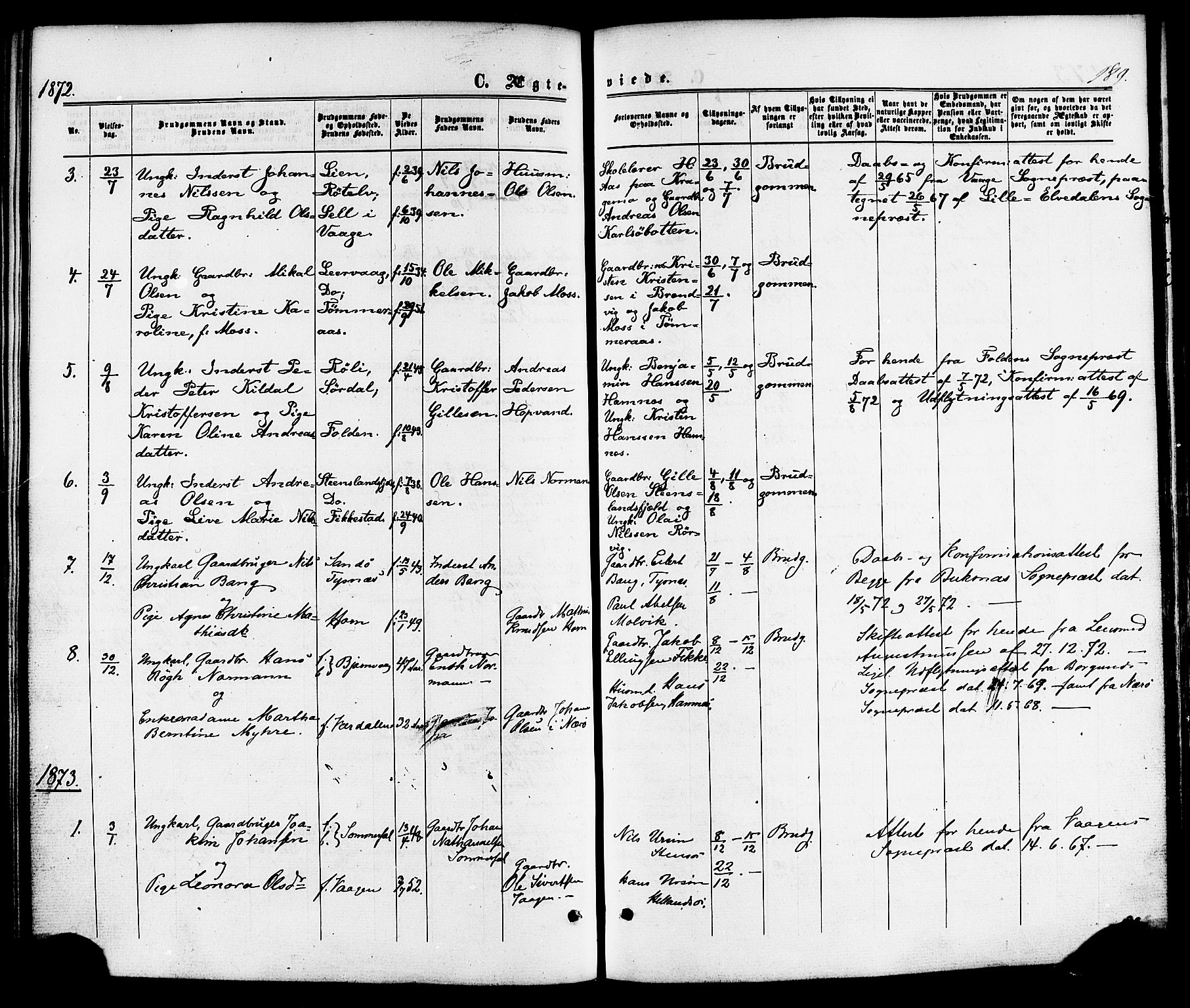 Ministerialprotokoller, klokkerbøker og fødselsregistre - Nordland, SAT/A-1459/859/L0845: Parish register (official) no. 859A05, 1863-1877, p. 189