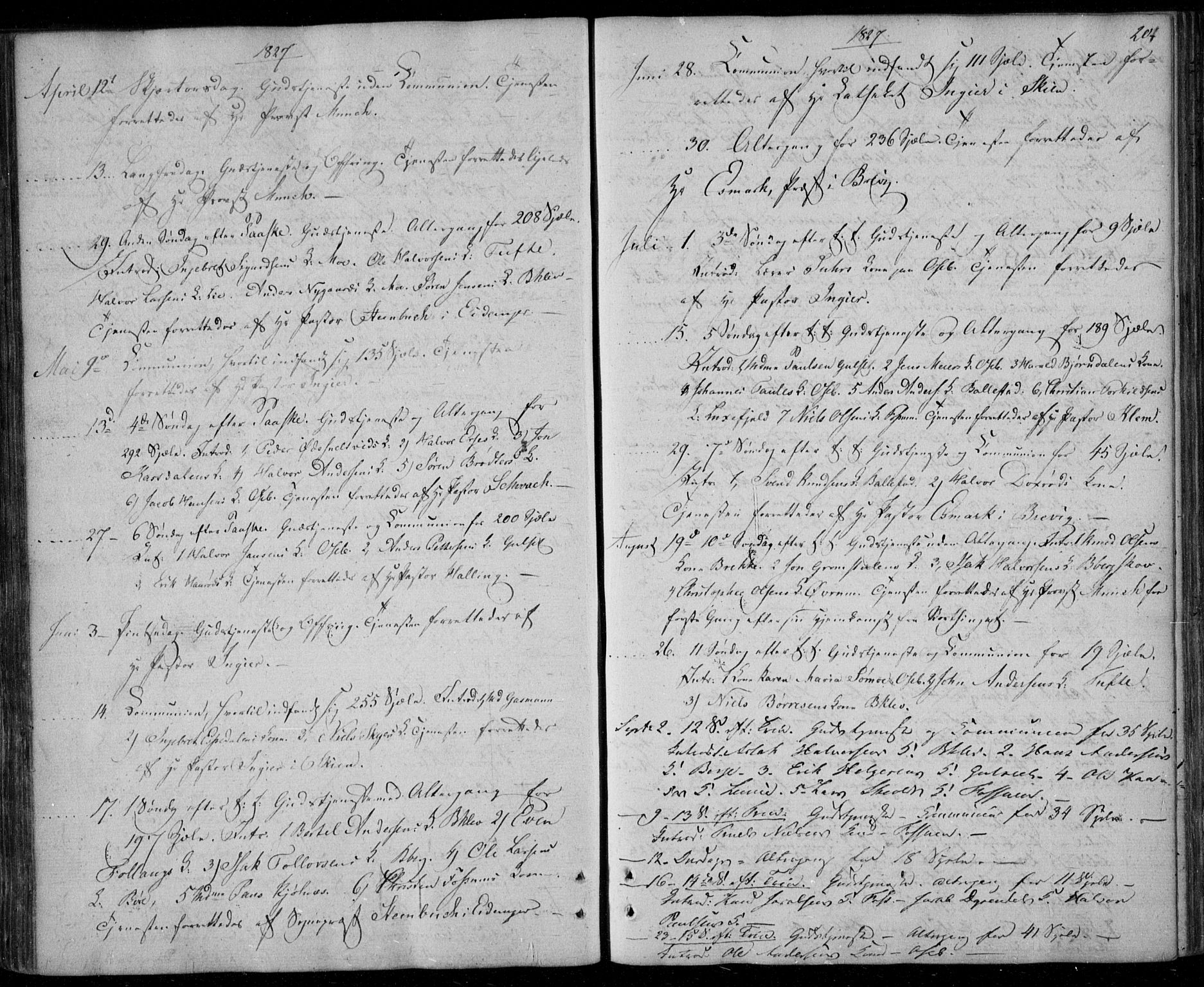 Gjerpen kirkebøker, AV/SAKO-A-265/F/Fa/L0005: Parish register (official) no. I 5, 1823-1829, p. 204