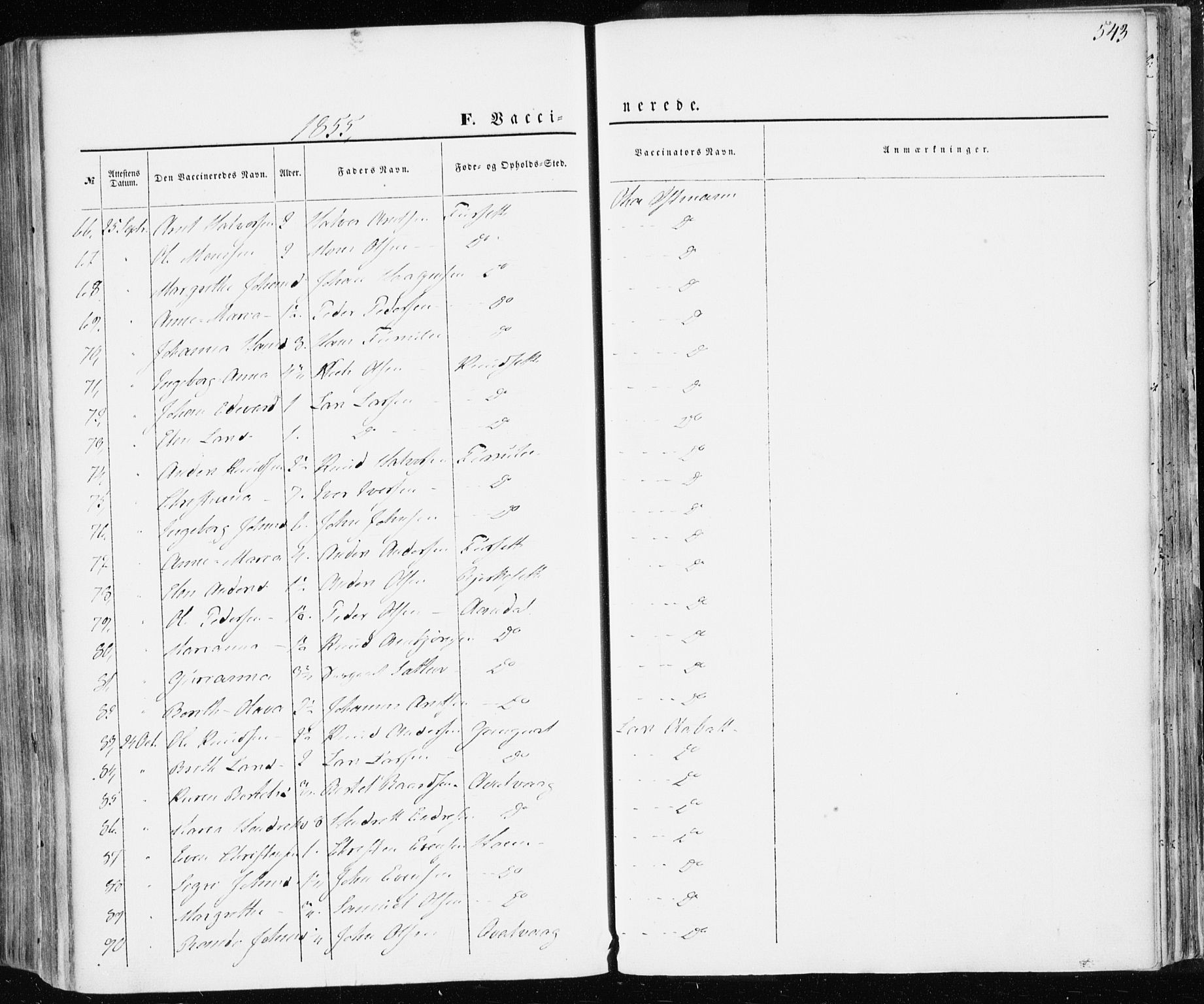 Ministerialprotokoller, klokkerbøker og fødselsregistre - Møre og Romsdal, AV/SAT-A-1454/586/L0984: Parish register (official) no. 586A10, 1844-1856, p. 543