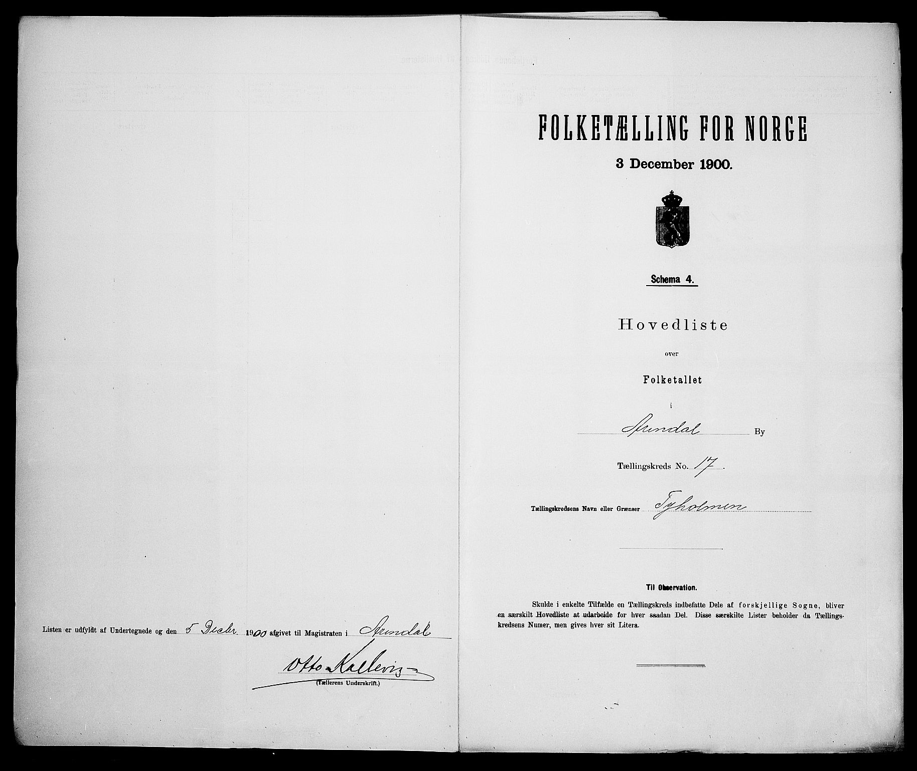 SAK, 1900 census for Arendal, 1900, p. 61