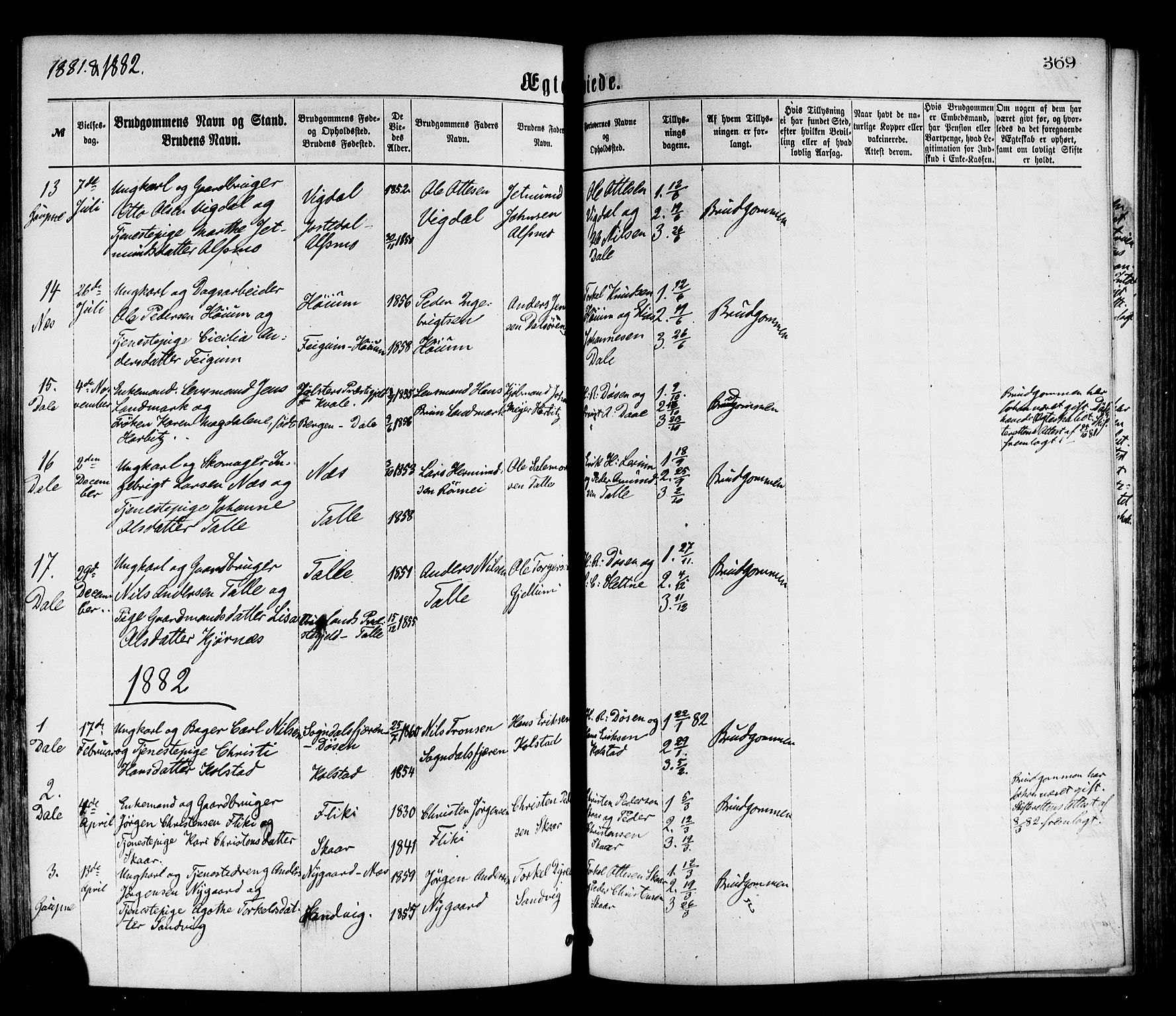 Luster sokneprestembete, AV/SAB-A-81101/H/Haa/Haaa/L0010: Parish register (official) no. A 10, 1871-1886, p. 369