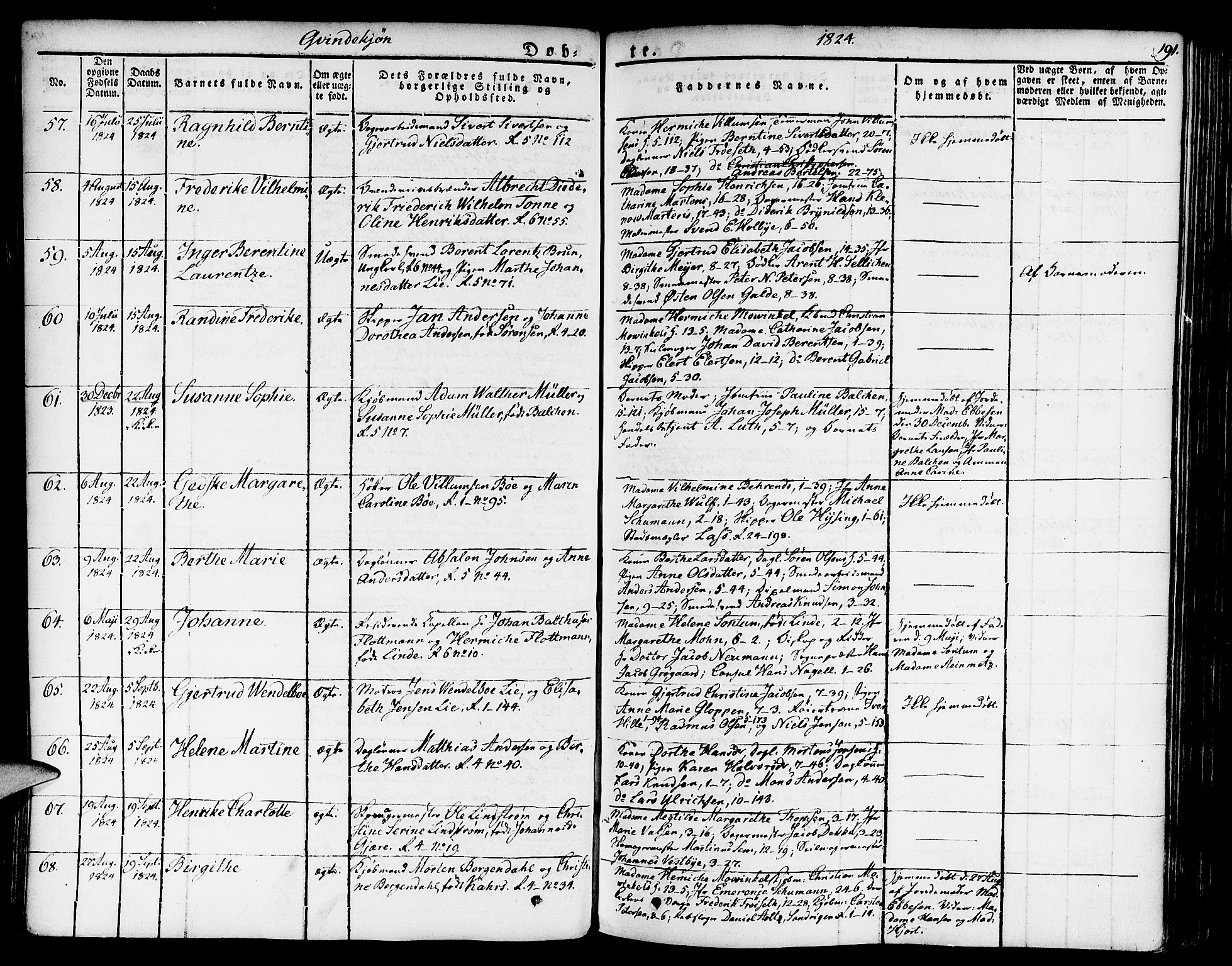 Nykirken Sokneprestembete, SAB/A-77101/H/Haa/L0012: Parish register (official) no. A 12, 1821-1844, p. 191