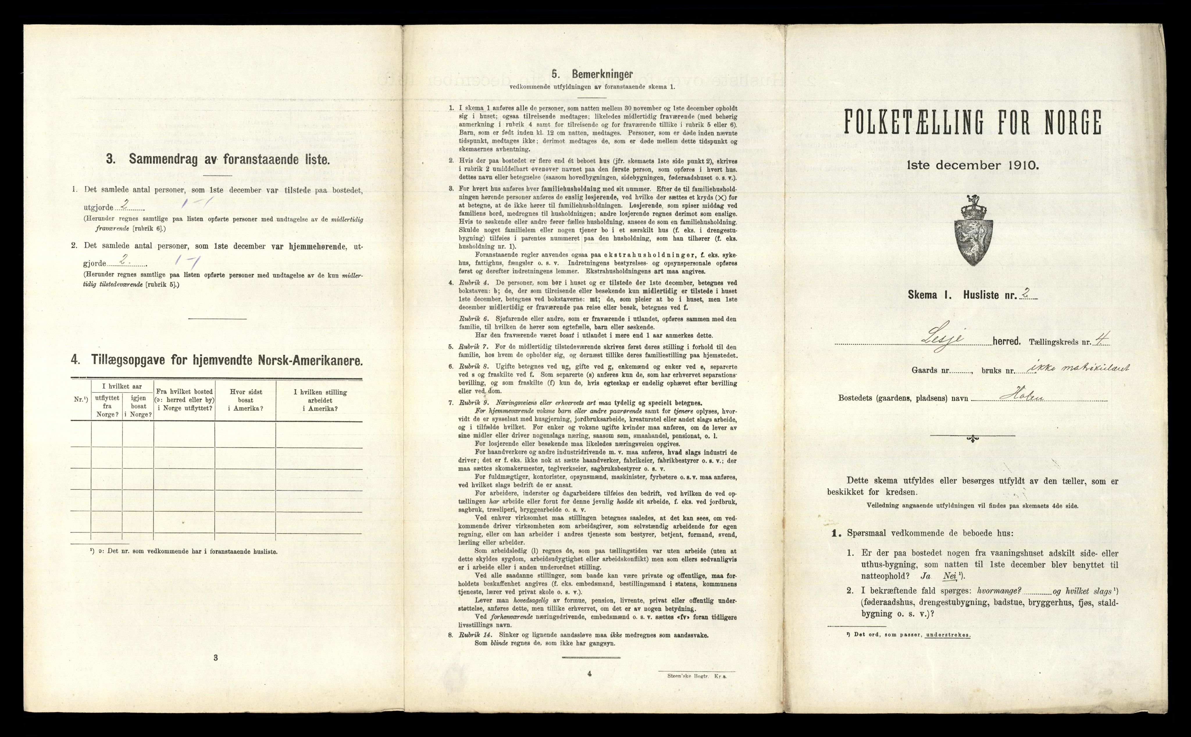 RA, 1910 census for Lesja, 1910, p. 413