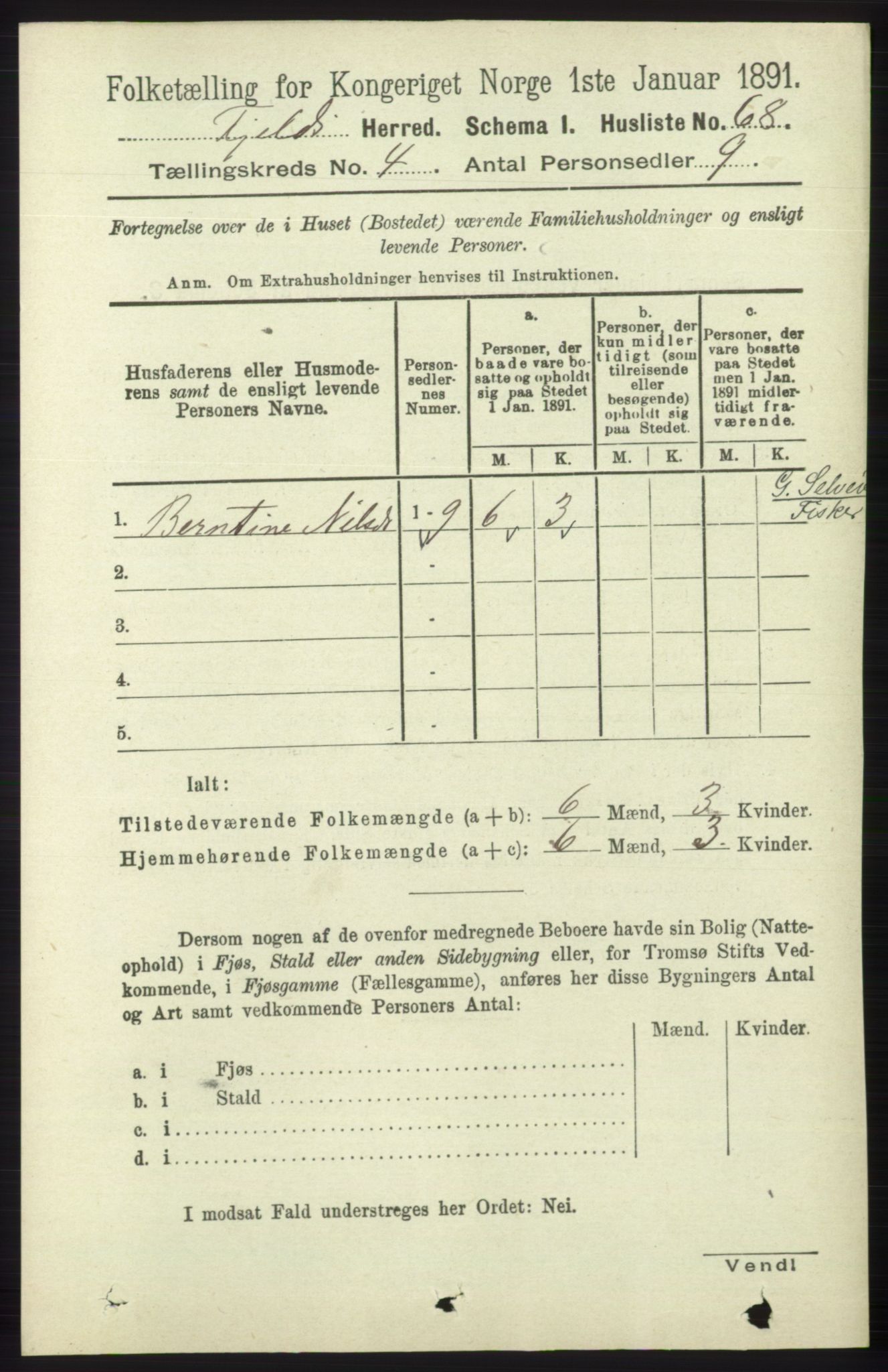 RA, 1891 census for 1246 Fjell, 1891, p. 2021