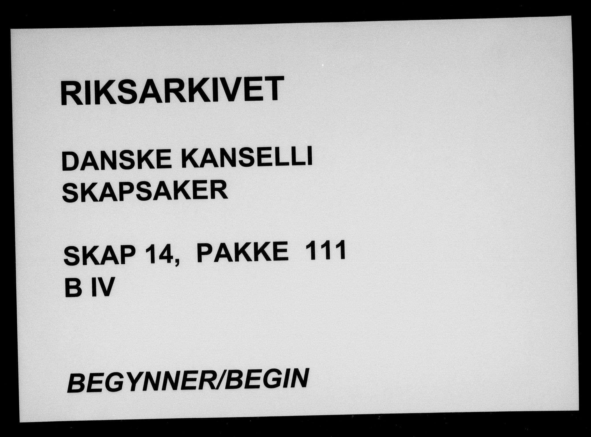 Danske Kanselli, Skapsaker, RA/EA-4061/F/L0059: Skap 14, pakke 111B I-IV, 1688-1727, p. 371