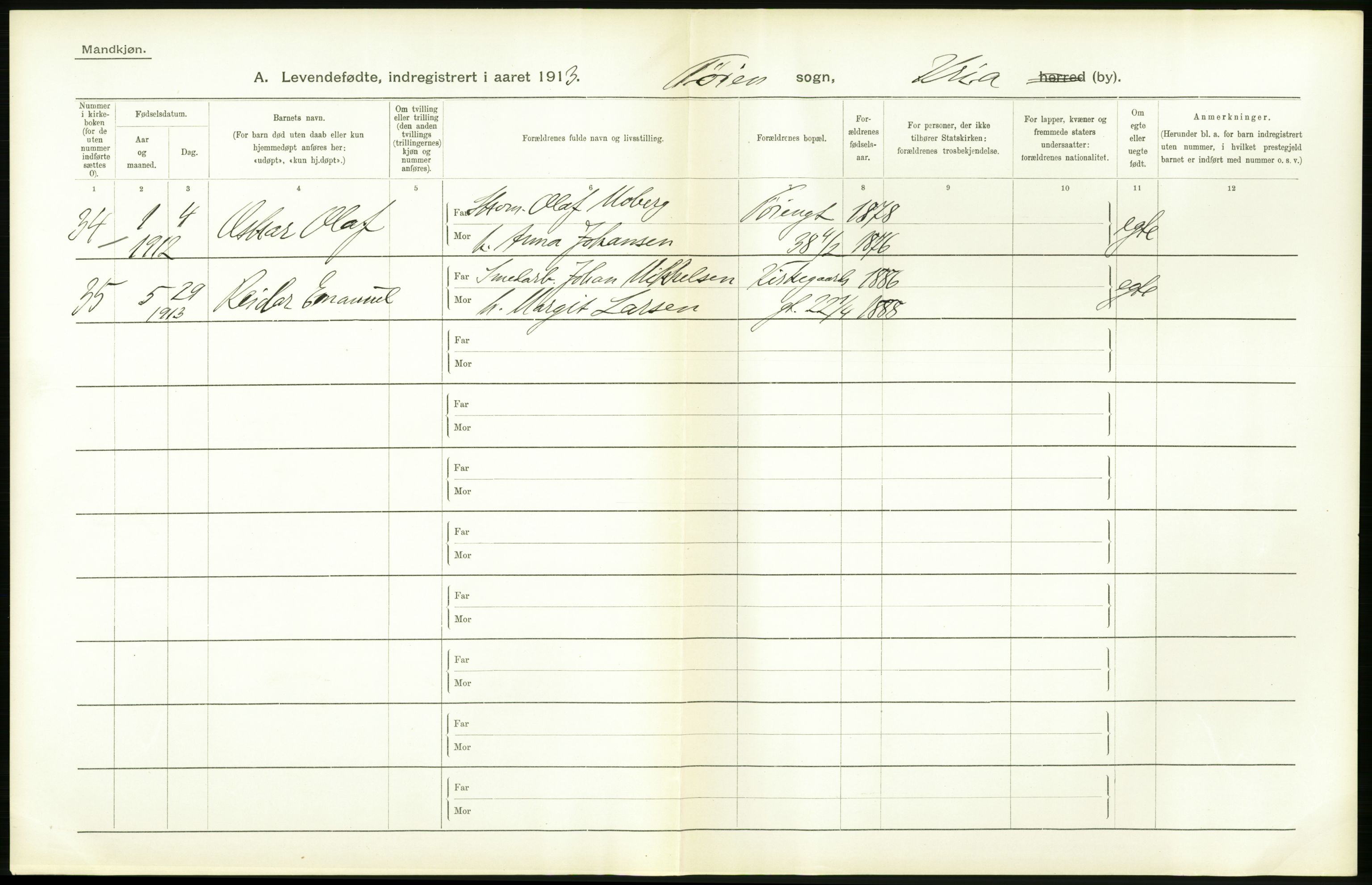 Statistisk sentralbyrå, Sosiodemografiske emner, Befolkning, AV/RA-S-2228/D/Df/Dfb/Dfbc/L0007: Kristiania: Levendefødte menn og kvinner., 1913, p. 562