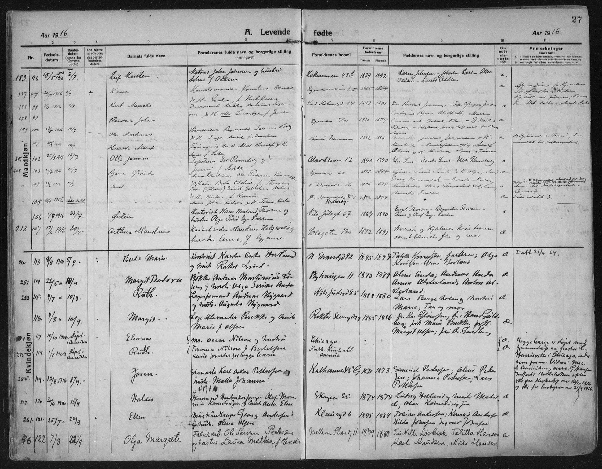 Domkirken sokneprestkontor, SAST/A-101812/002/A/L0018: Parish register (official) no. A 34, 1915-1929, p. 27