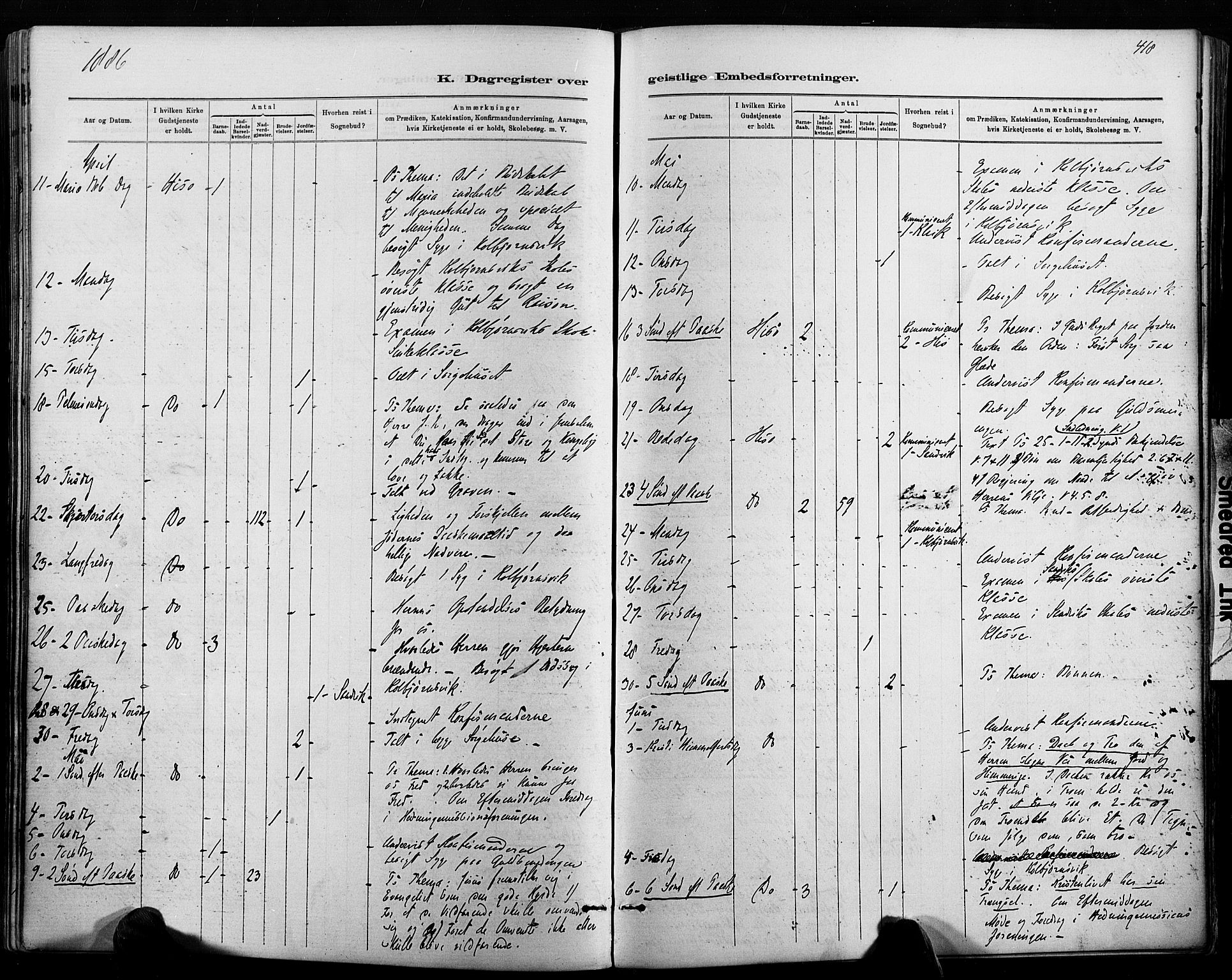 Hisøy sokneprestkontor, AV/SAK-1111-0020/F/Fa/L0003: Parish register (official) no. A 3, 1881-1894, p. 418