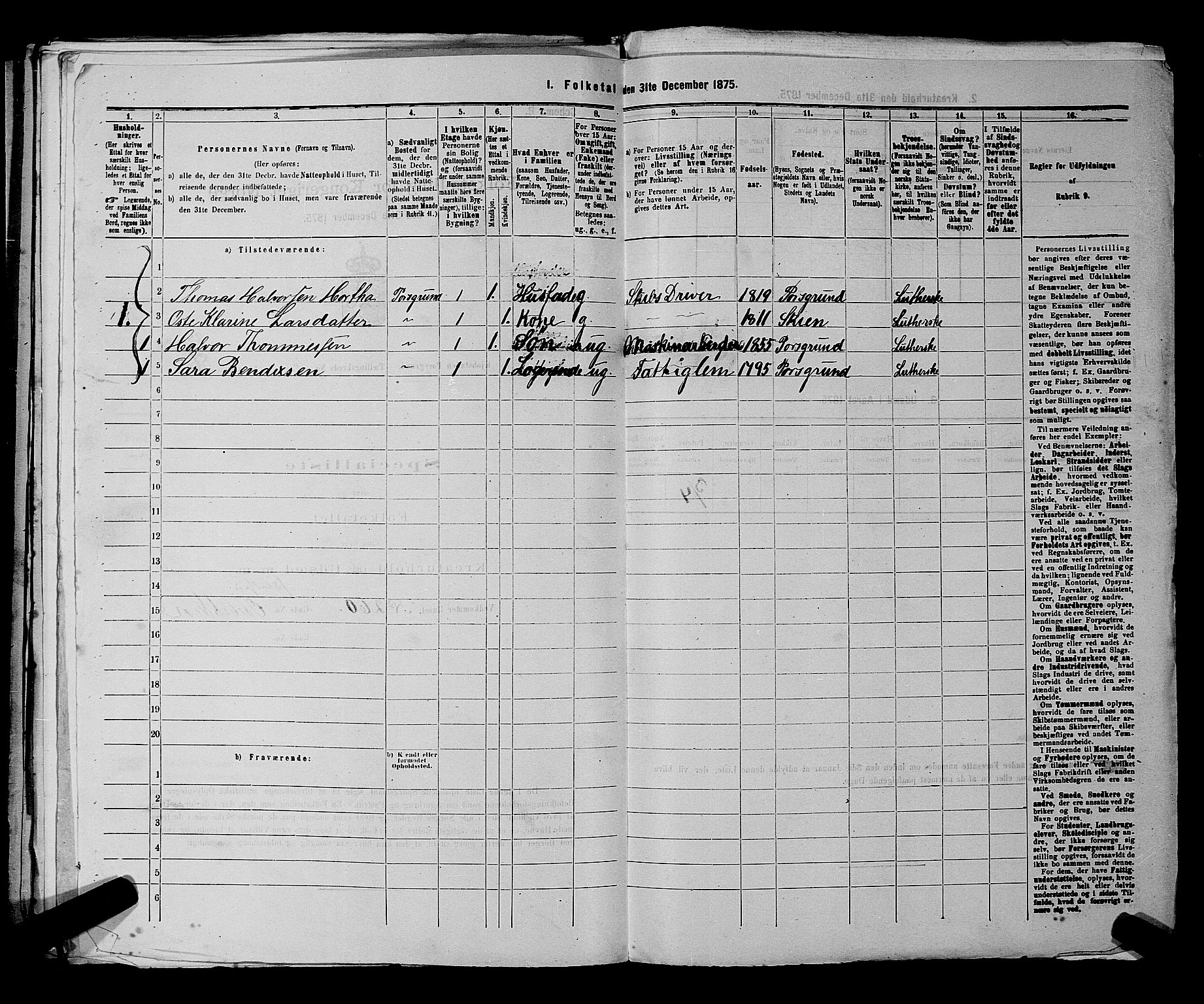SAKO, 1875 census for 0805P Porsgrunn, 1875, p. 218